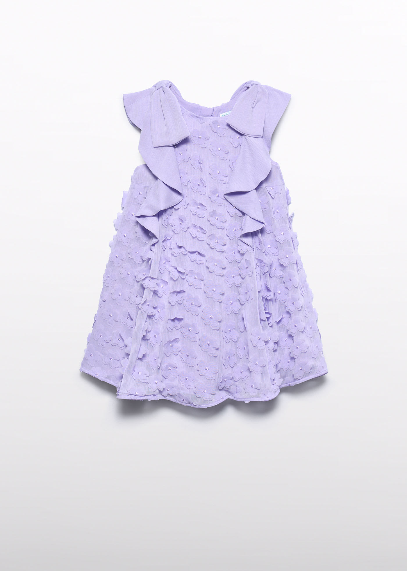 Girl bambula dress with 3D flowers