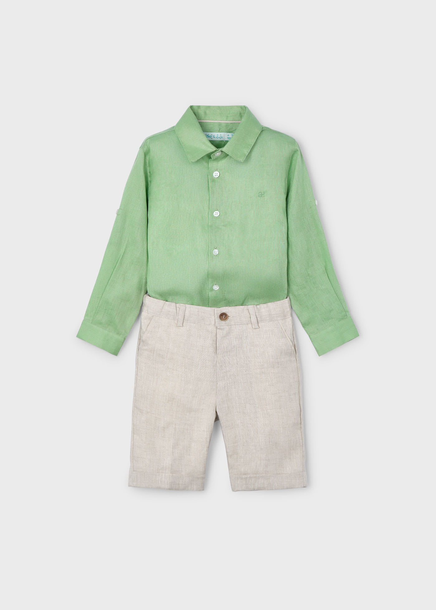 Completo camicia bermuda lino bambino