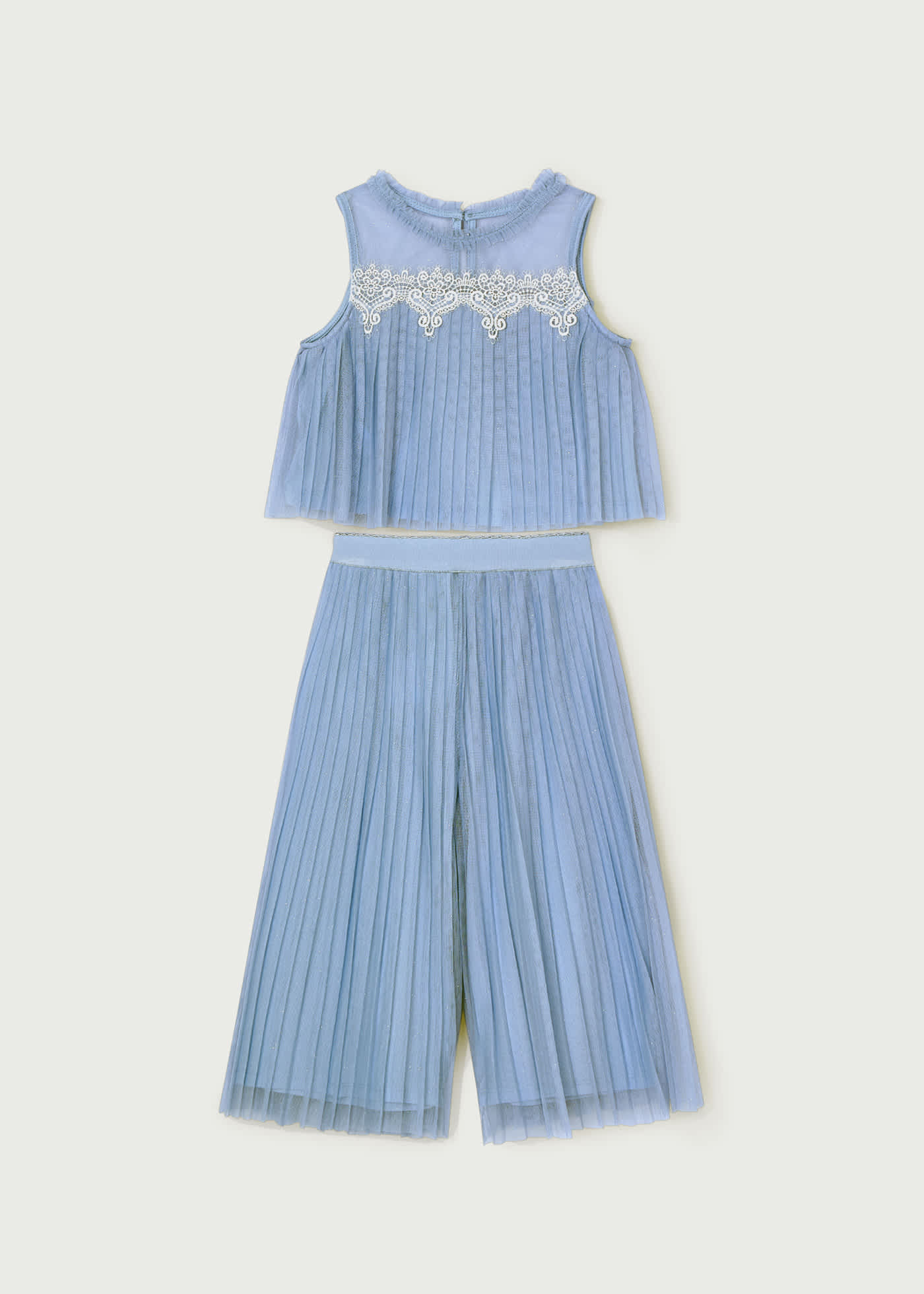 Girl set of pleated tulle pants and top
