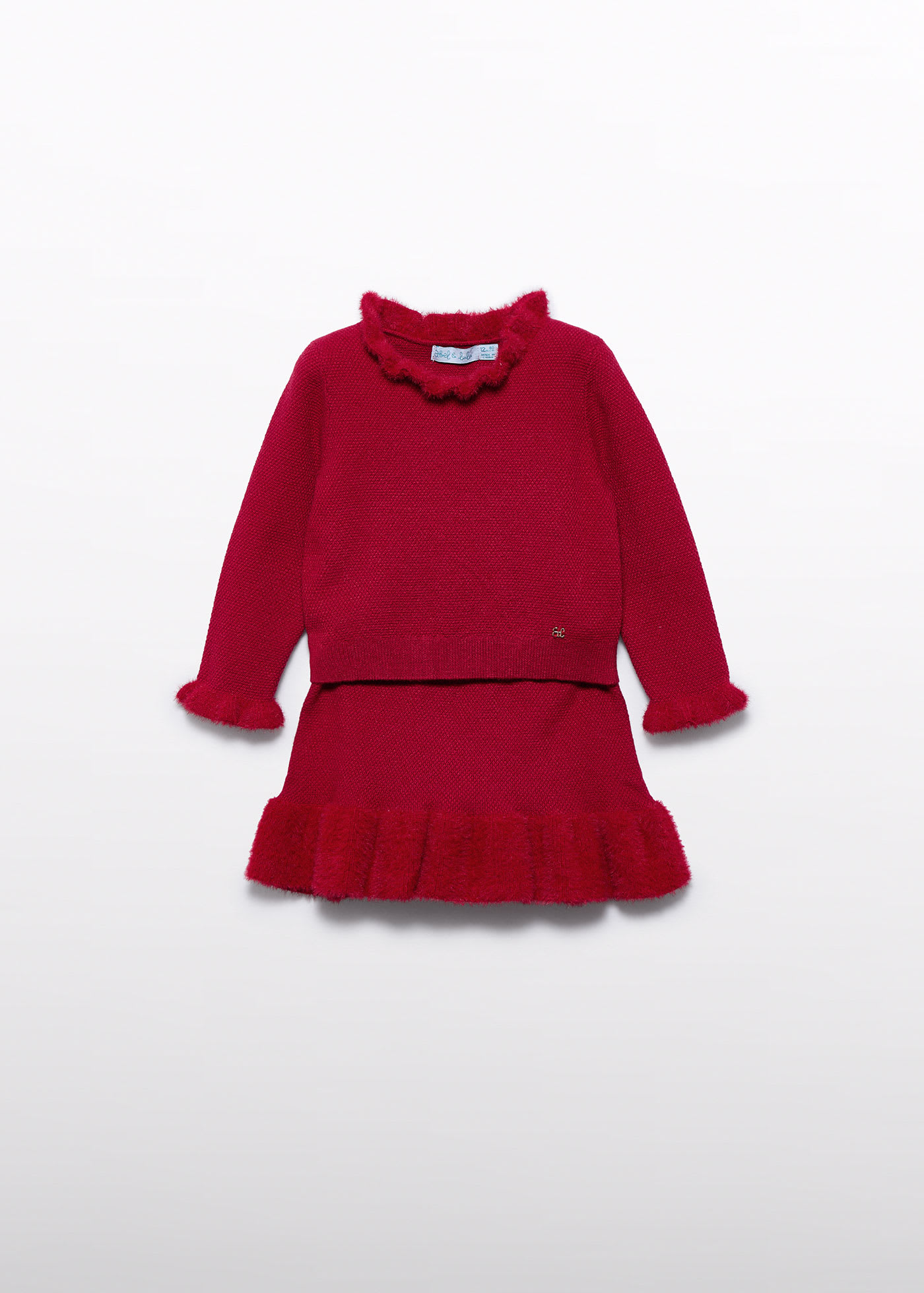 Ensemble jupe tricotée fourrure bébé fille