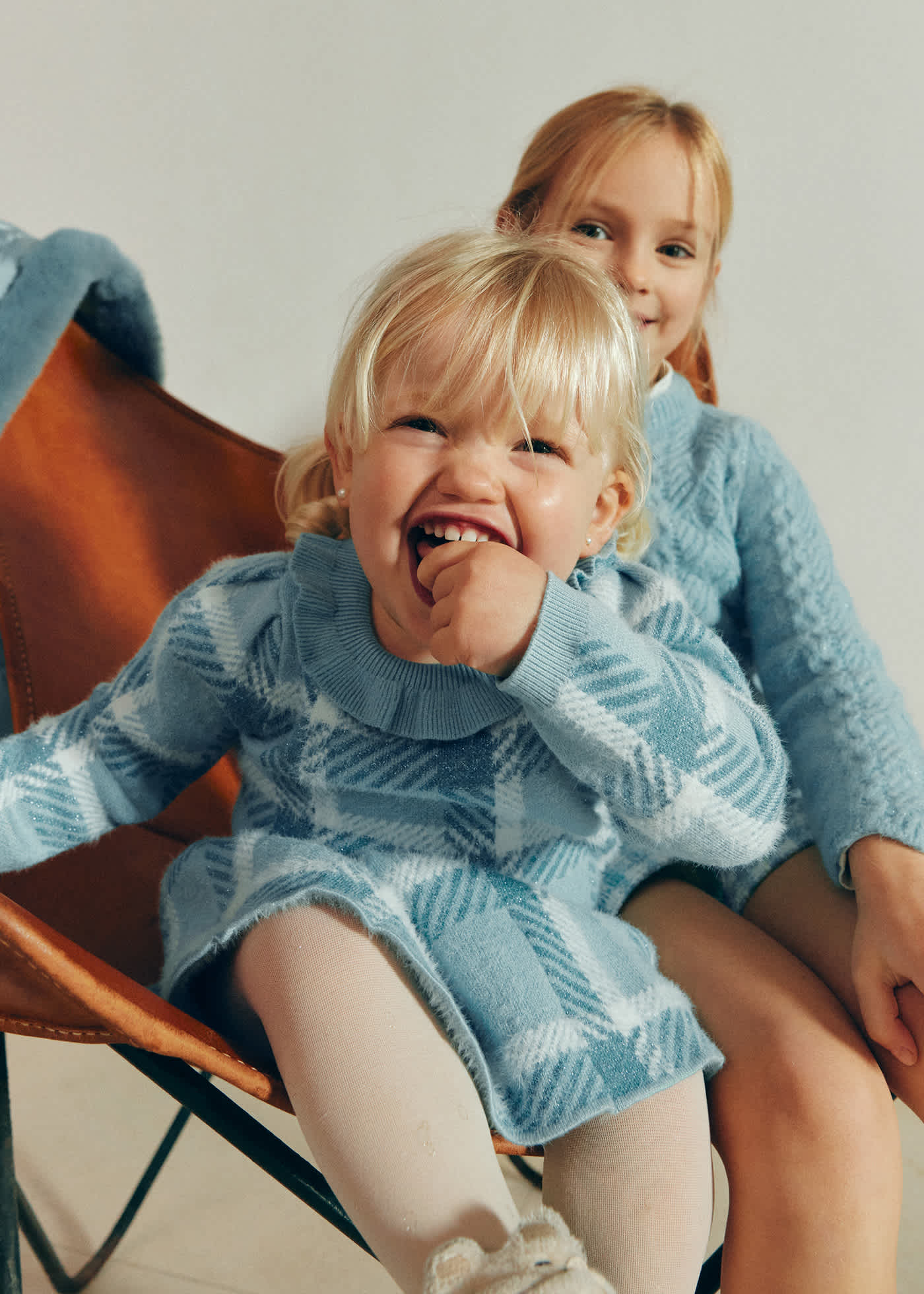 Conjunto saia tricô quadrados bebé menina