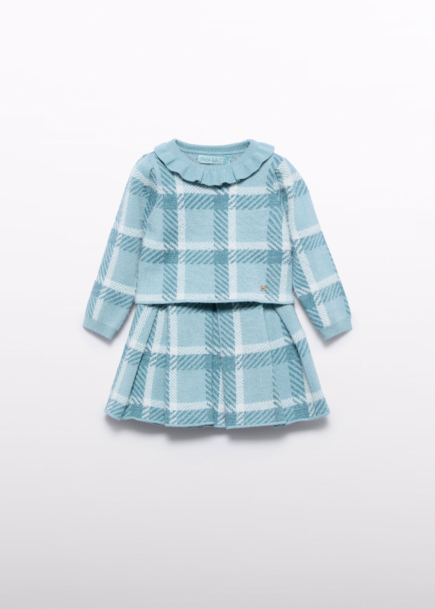 Ensemble jupe en tricot à carreaux fille
