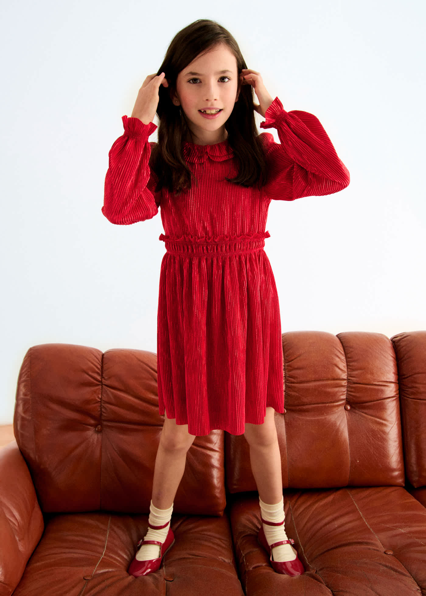 Girl Pleated Knit Dress