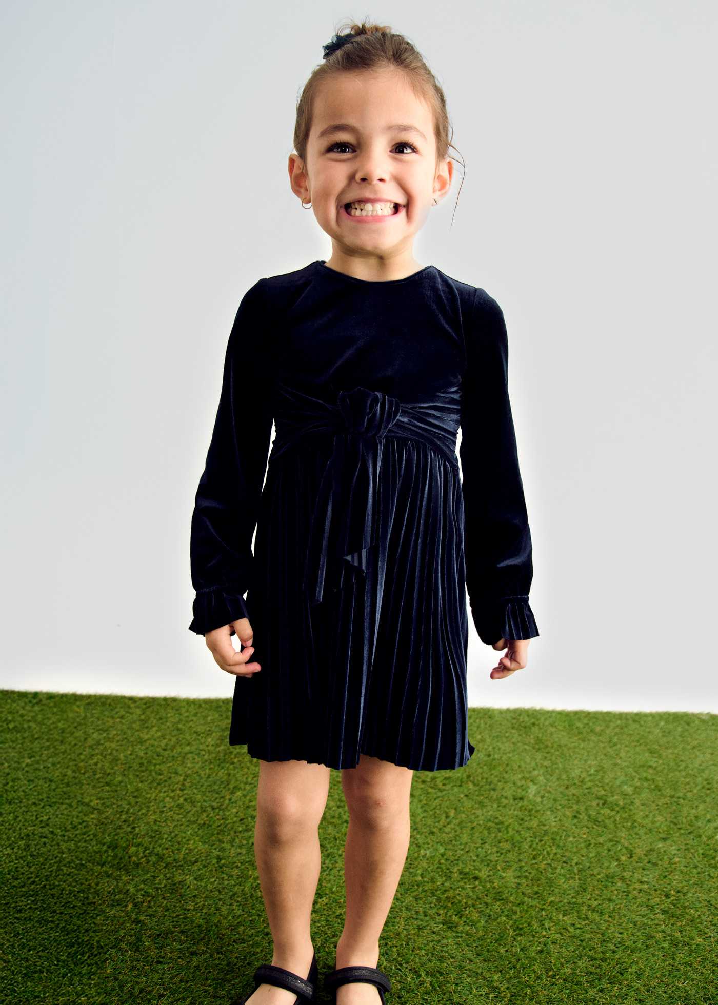Vestido terciopelo plisado niña