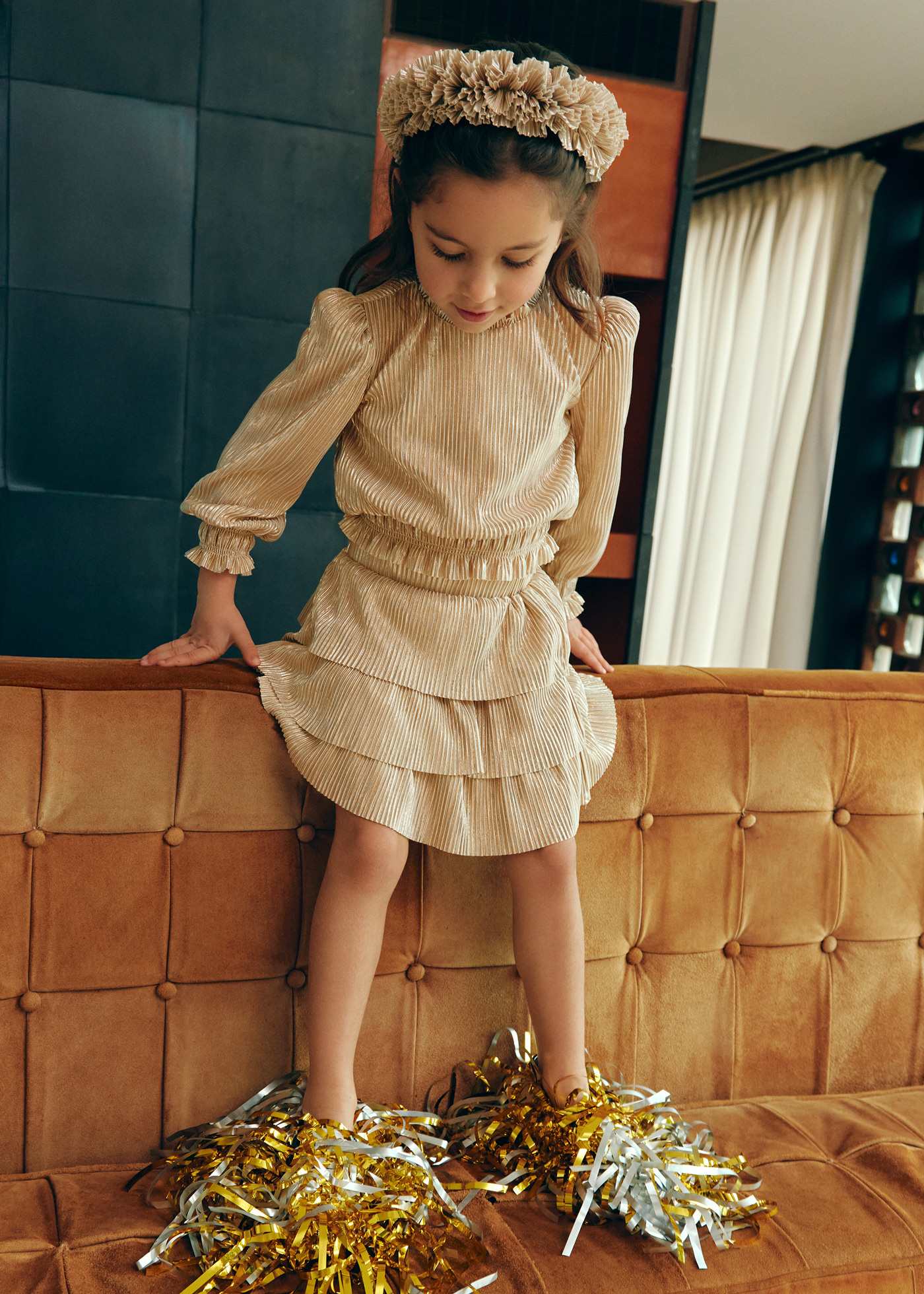 Conjunto falda punto plisado brilli niña