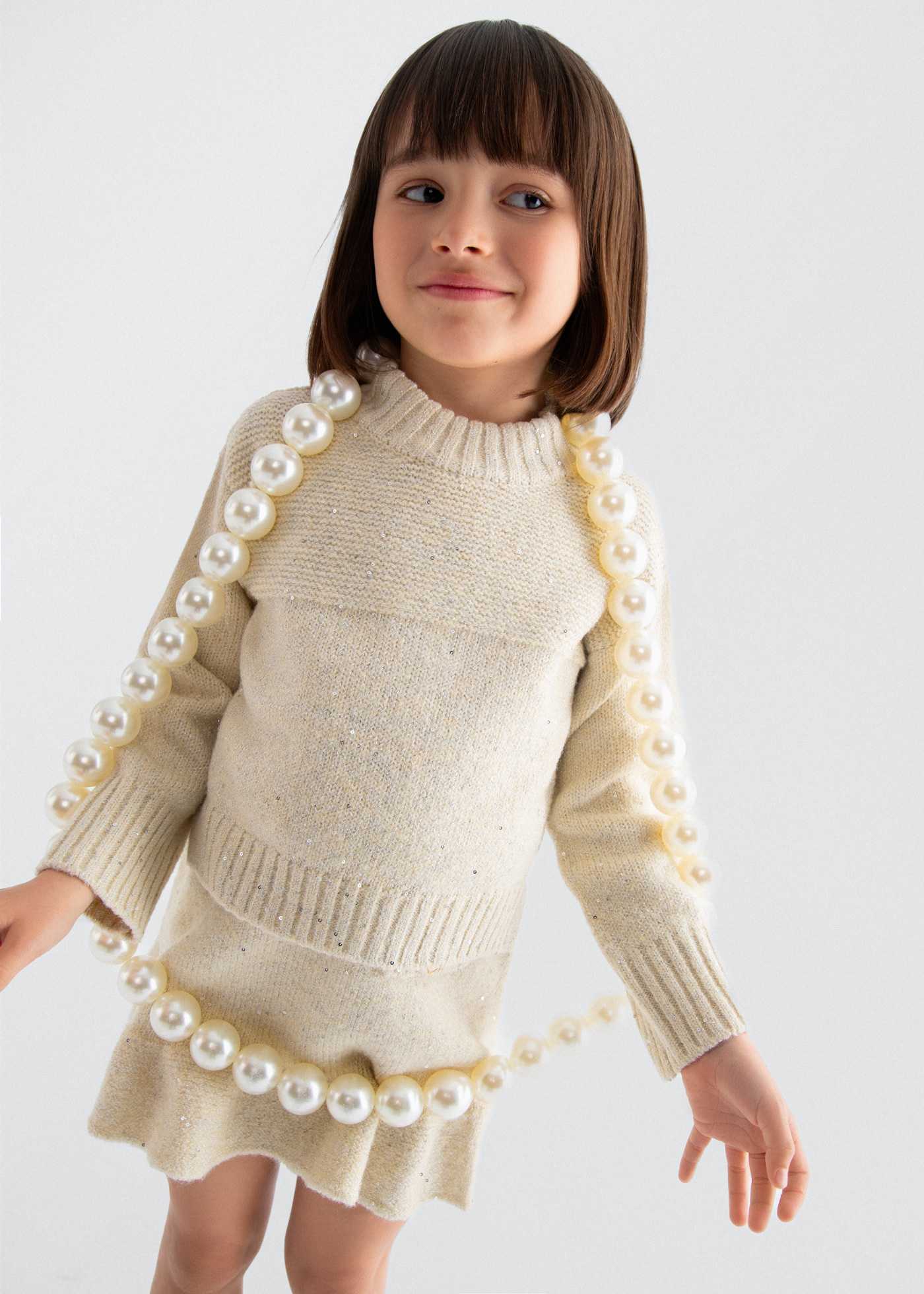 Conjunto tricot falda niña