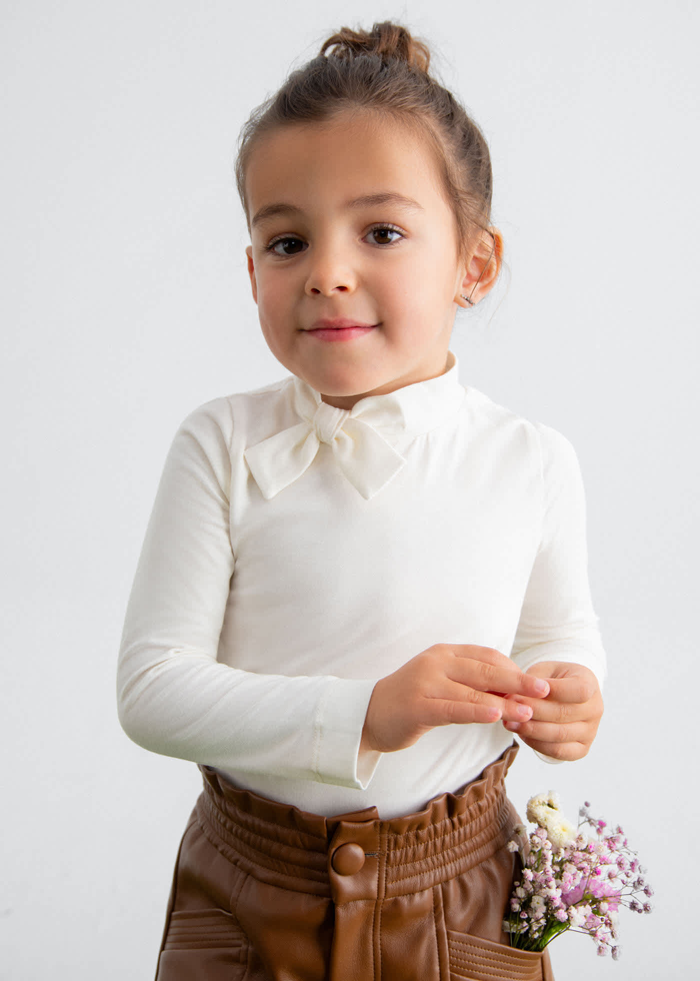 Girl Turtleneck with Bow Tie