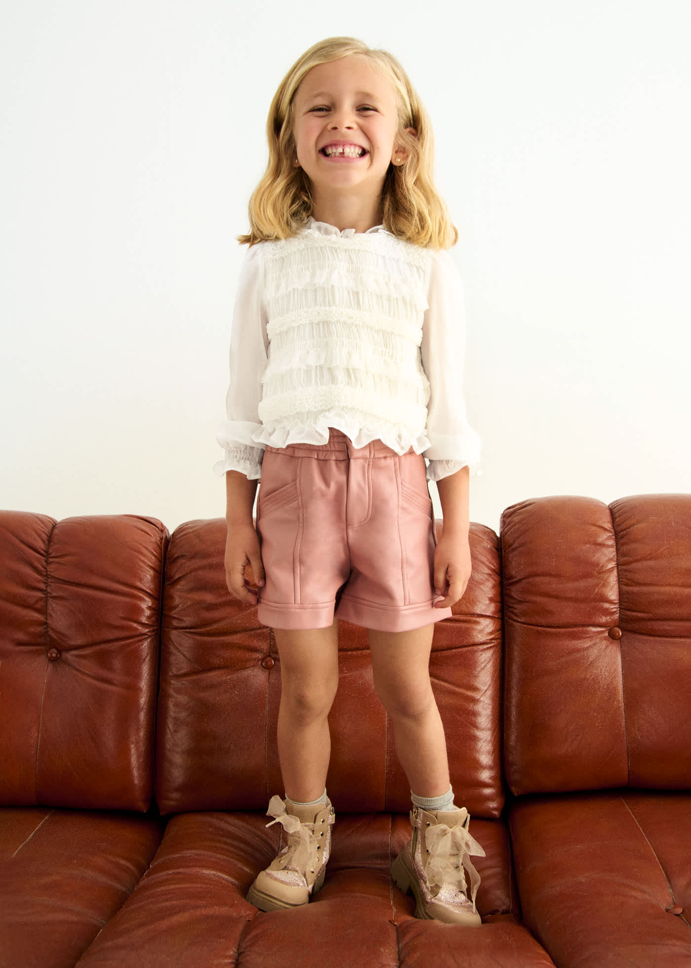 Blusa gasa nido de abeja niña