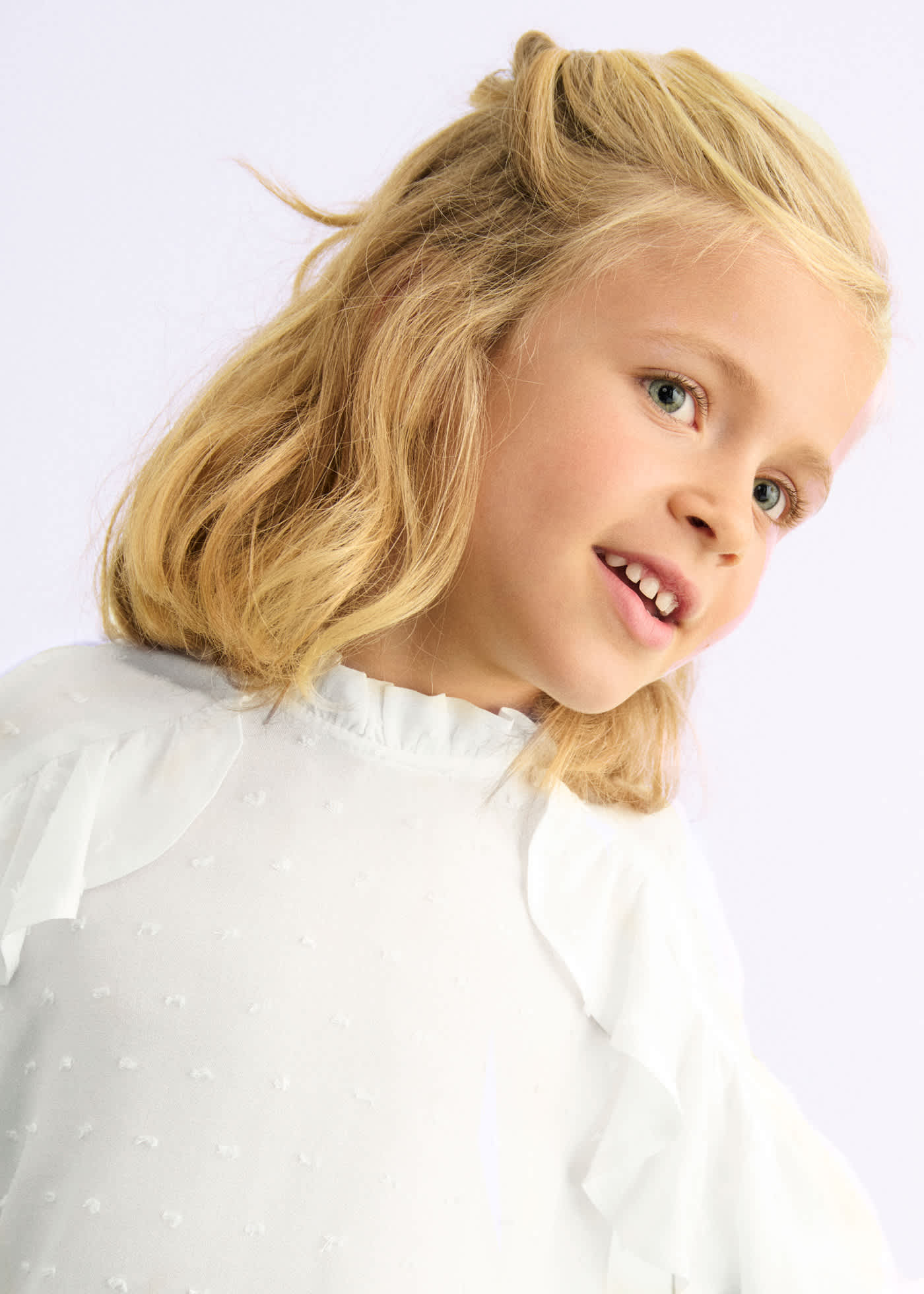 Girl Plumeti Blouse with Ruffles