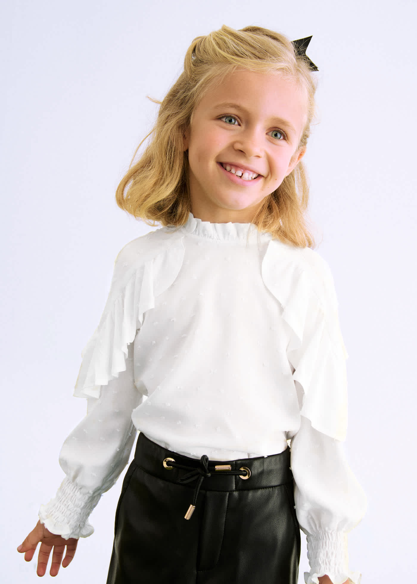Girl Plumeti Blouse with Ruffles