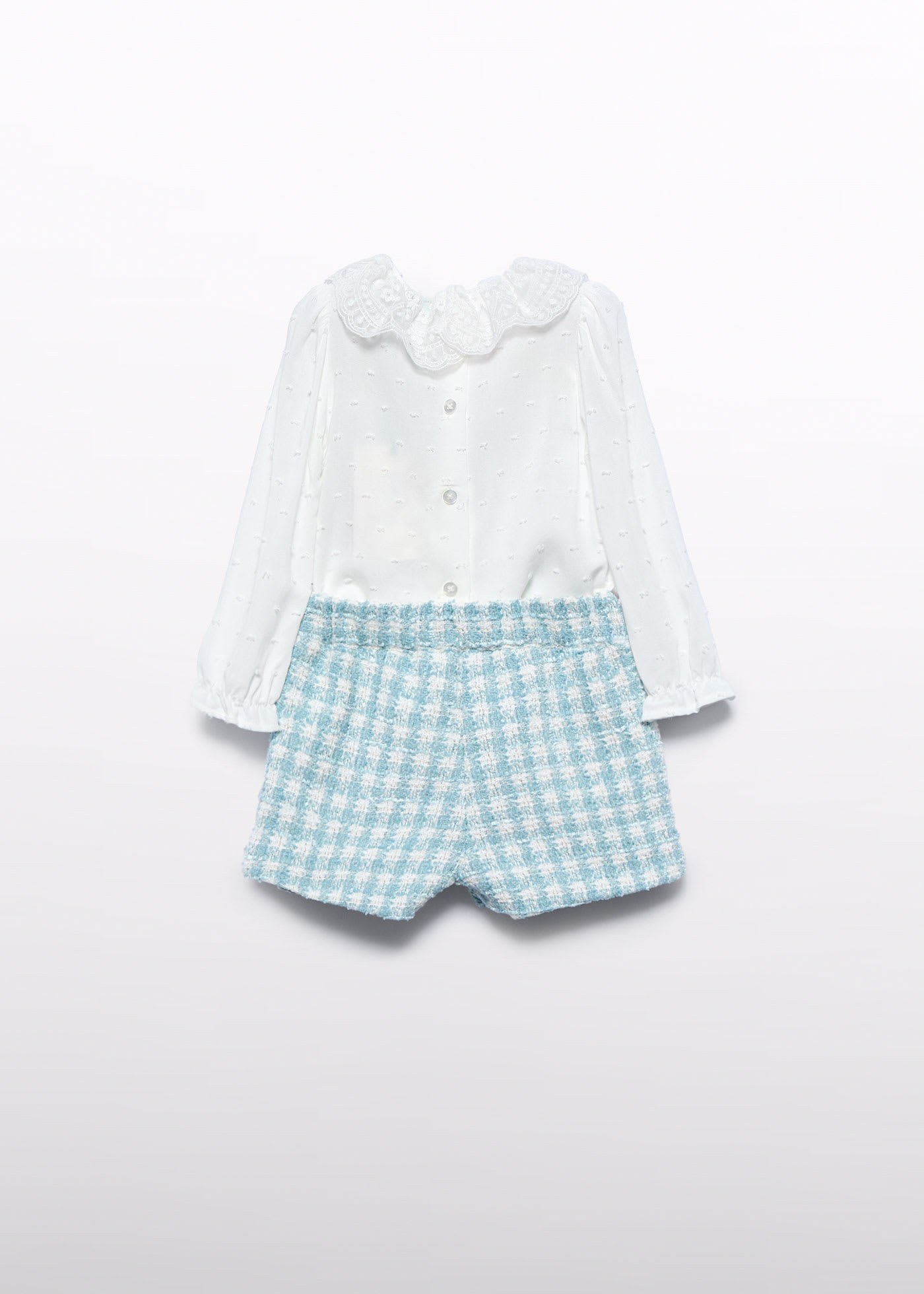 Conjunto bermuda cuadros lurex bebé niña