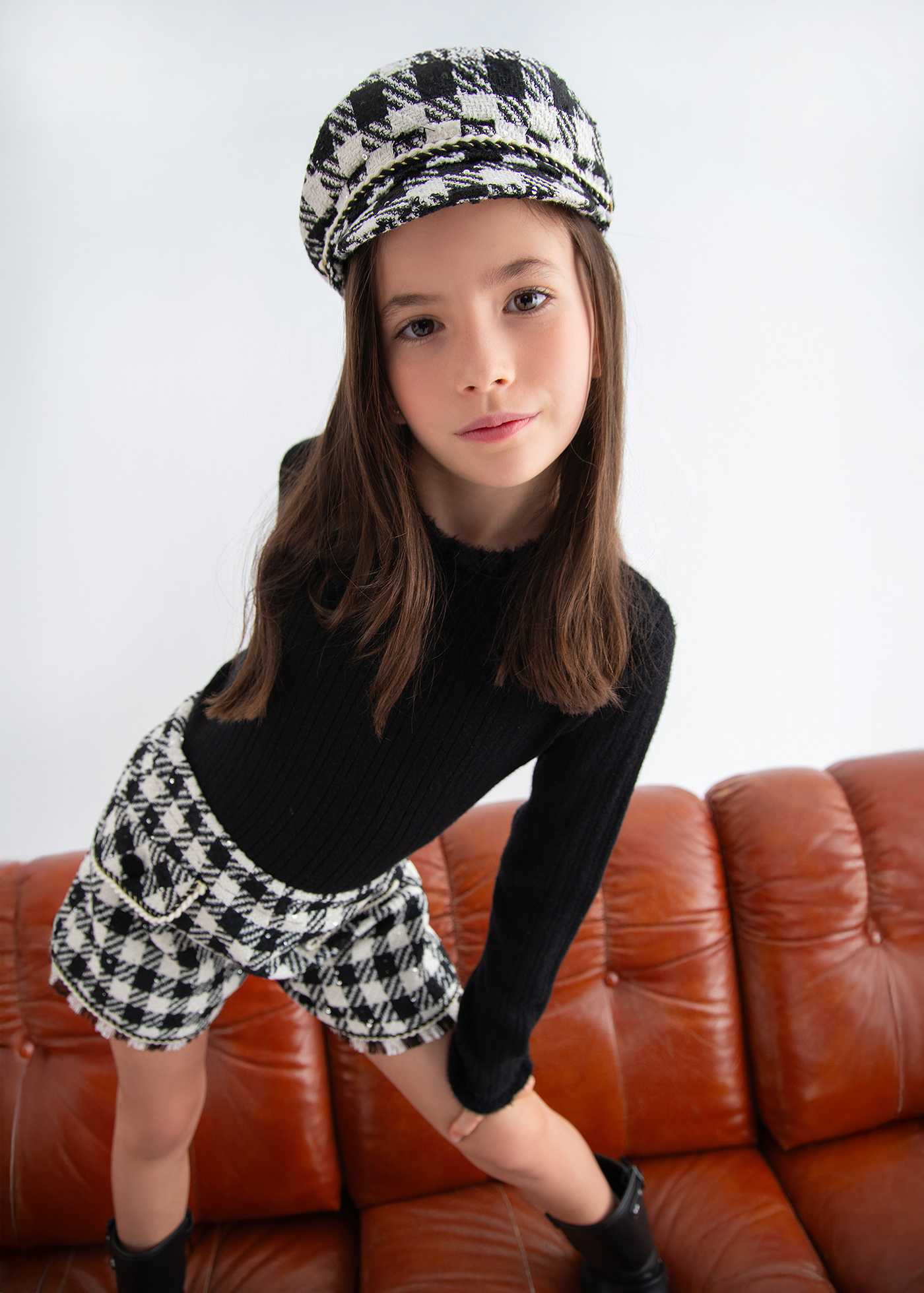 Girl Vichy Sequin Bermuda Shorts
