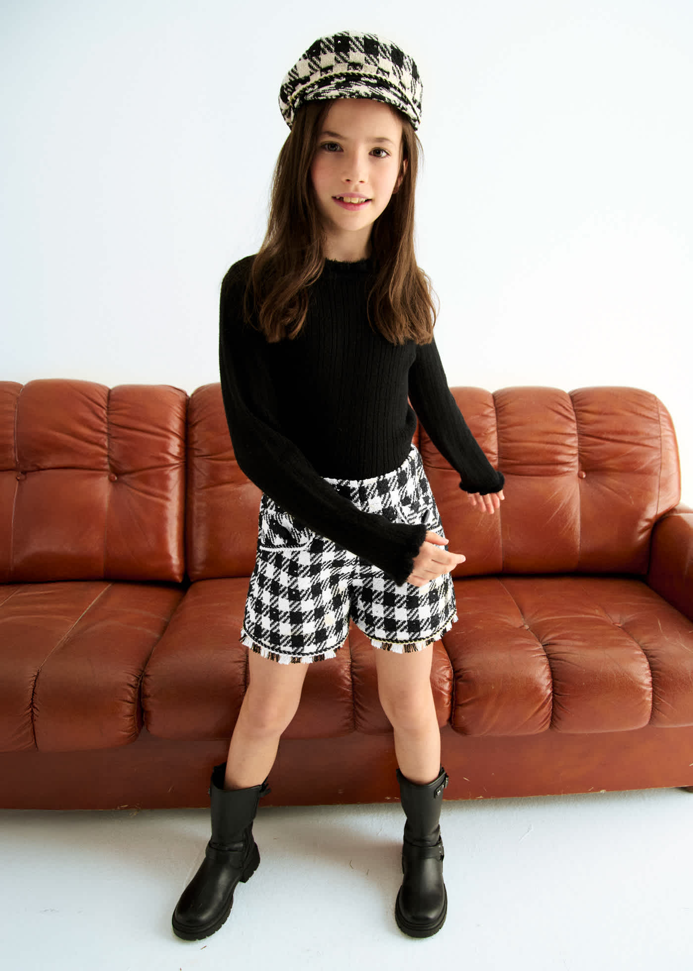 Girl Vichy Sequin Bermuda Shorts