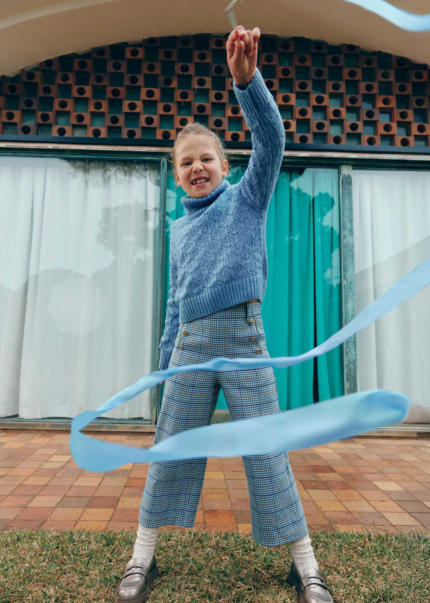 Pantalón culotte cuadros niña