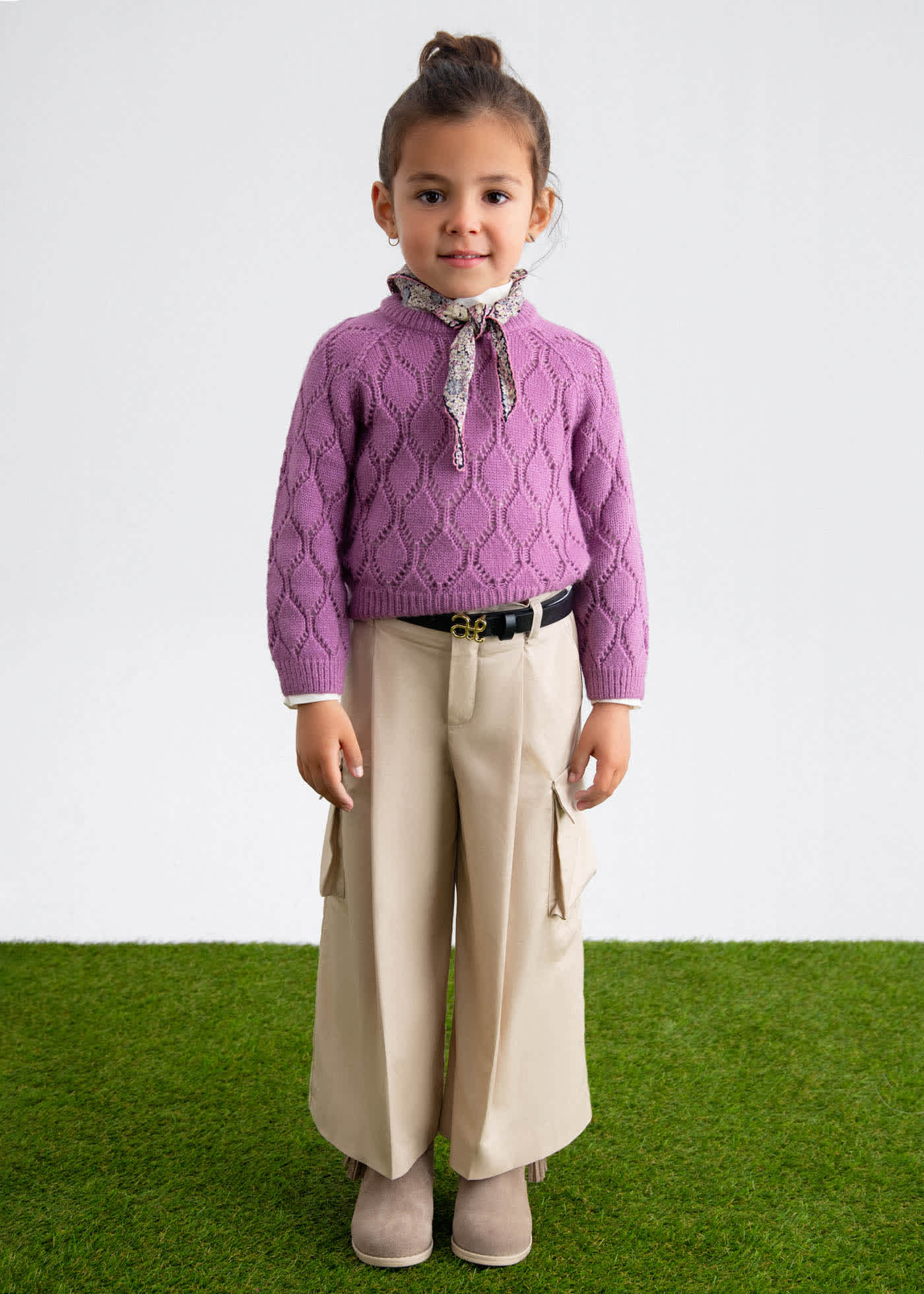 Pantalón culotte cargo cinturón niña