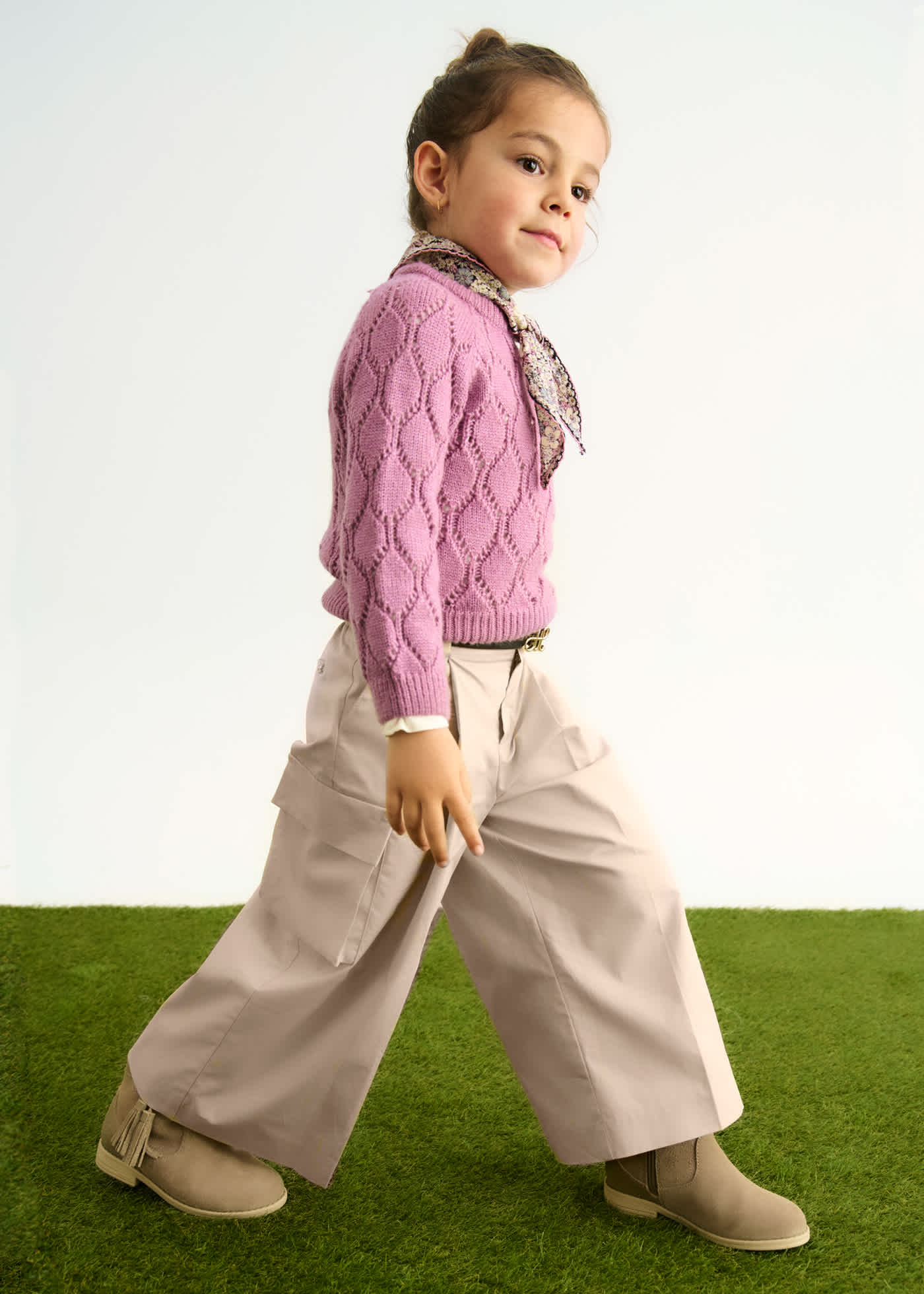 Pantalón culotte cargo cinturón niña