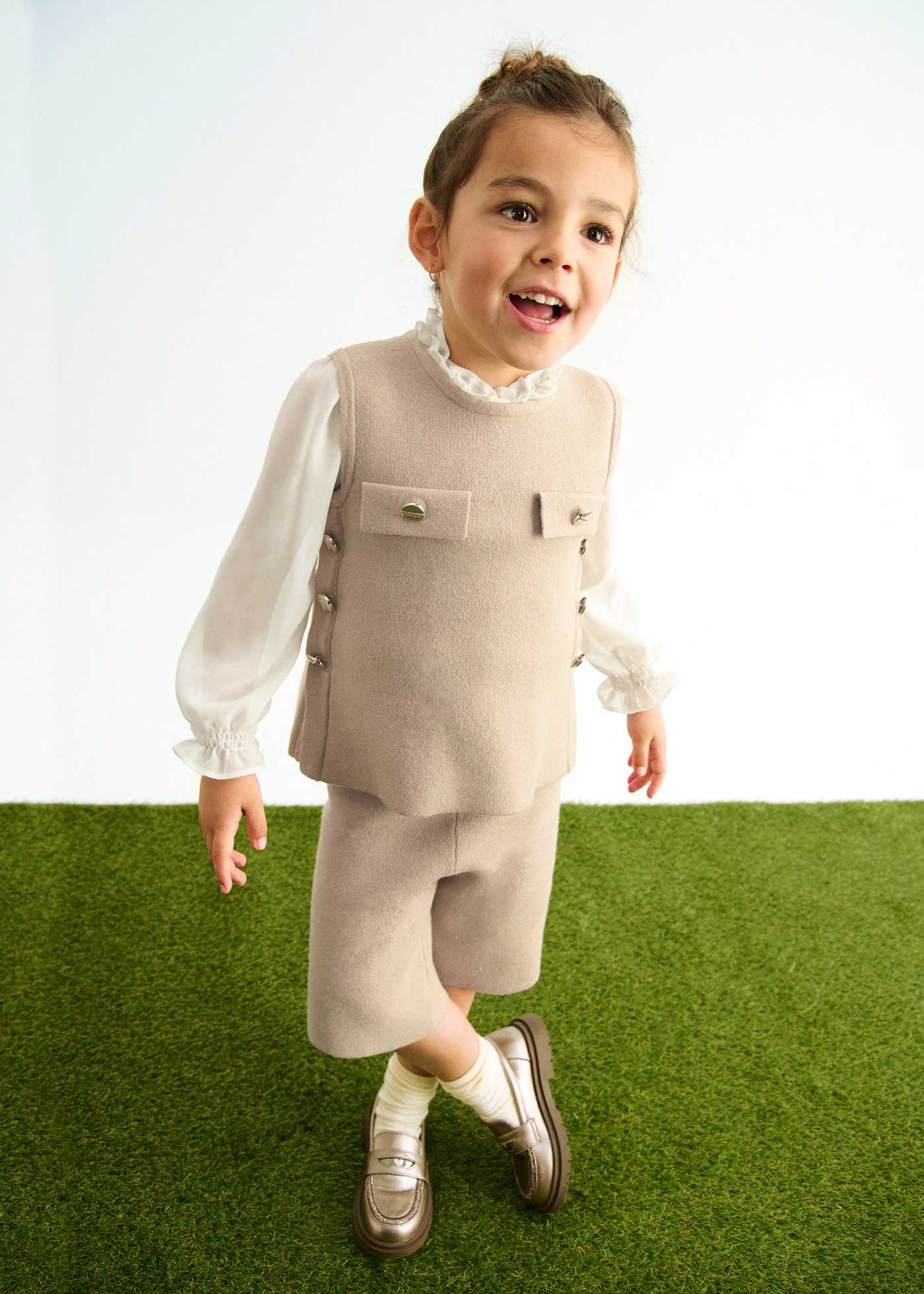 Ensemble bermuda midi en tricot fille