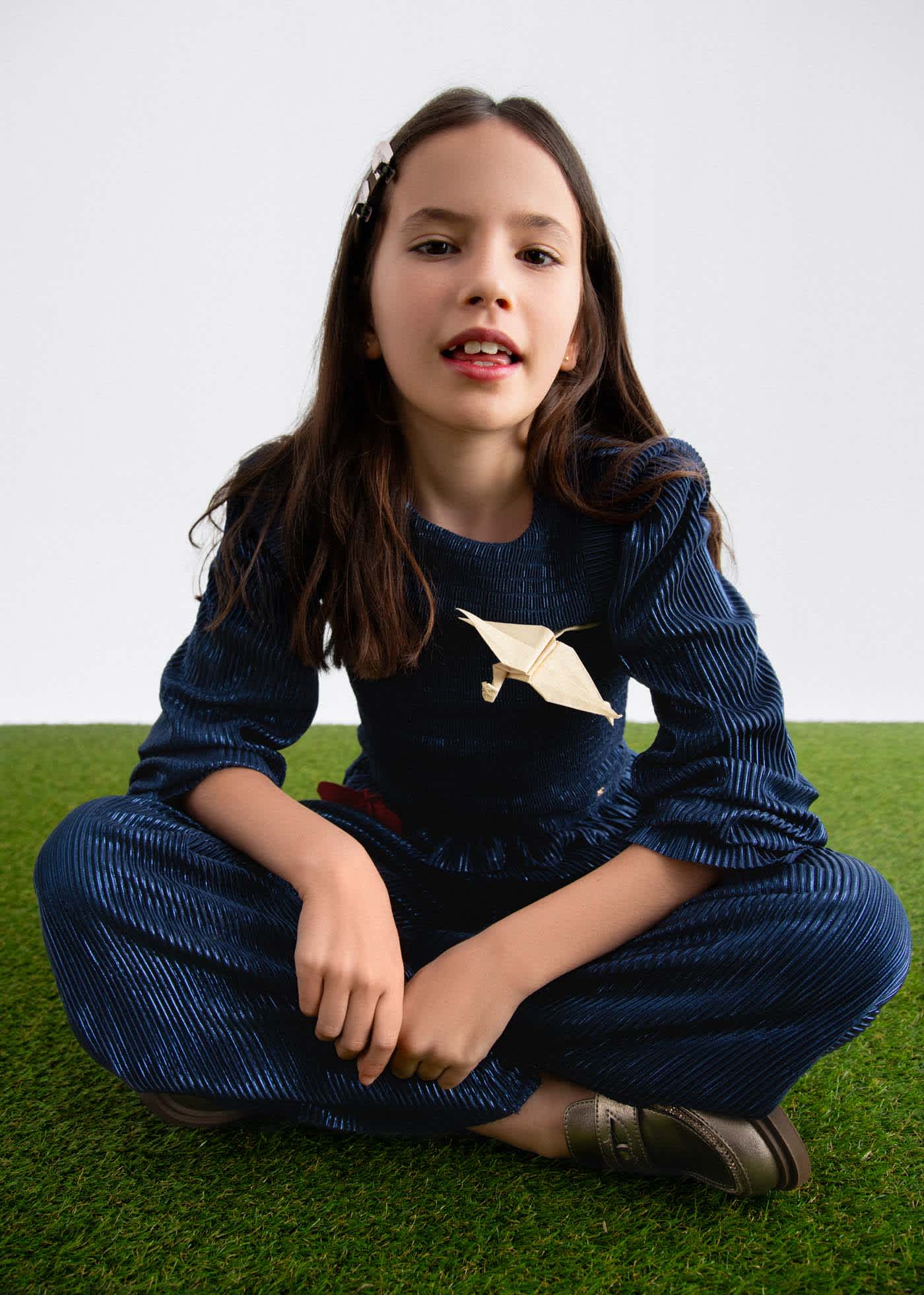 Conjunto pantalón punto plisado brilli niña