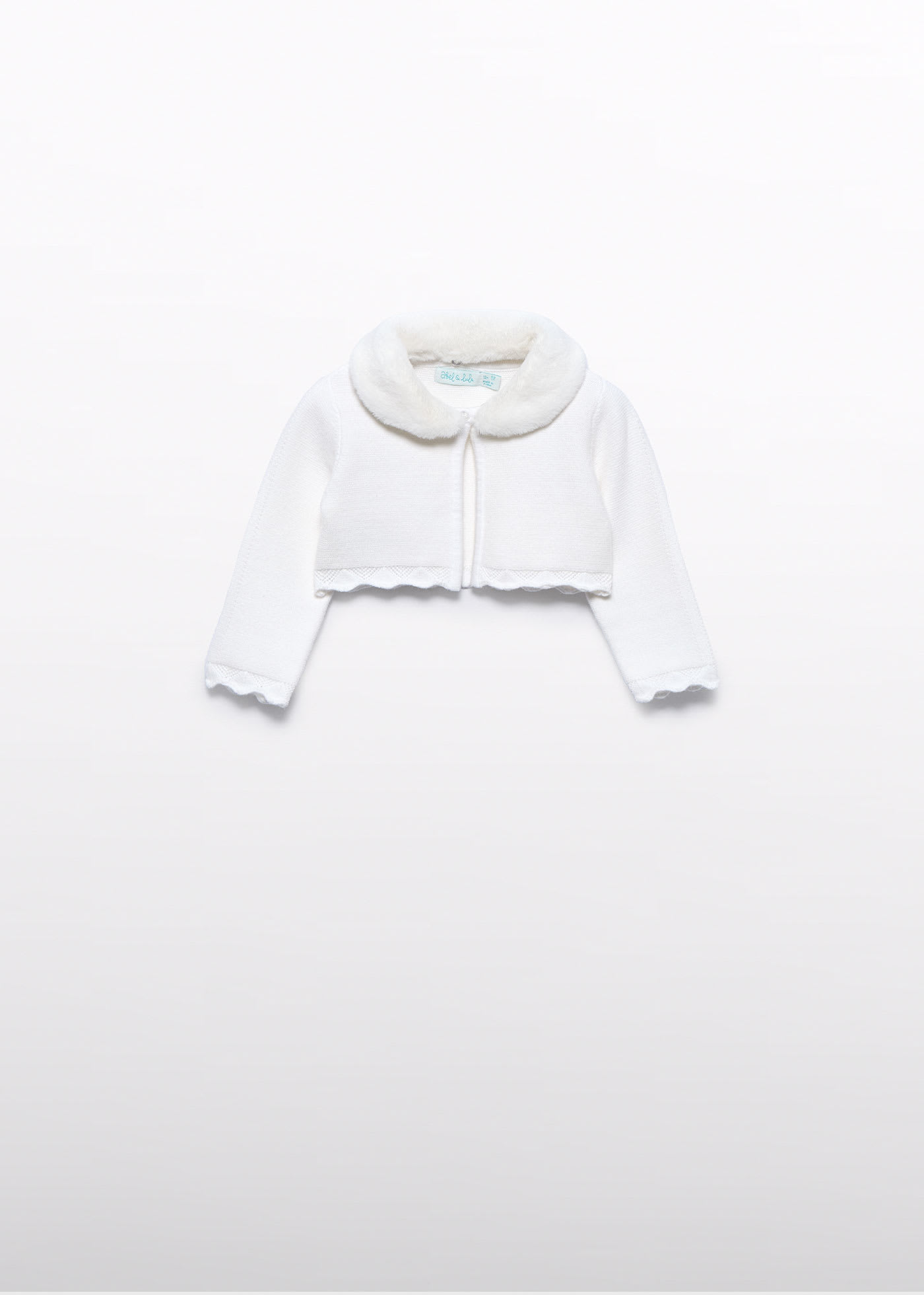 Baby girls knitted cardigan with fur collar