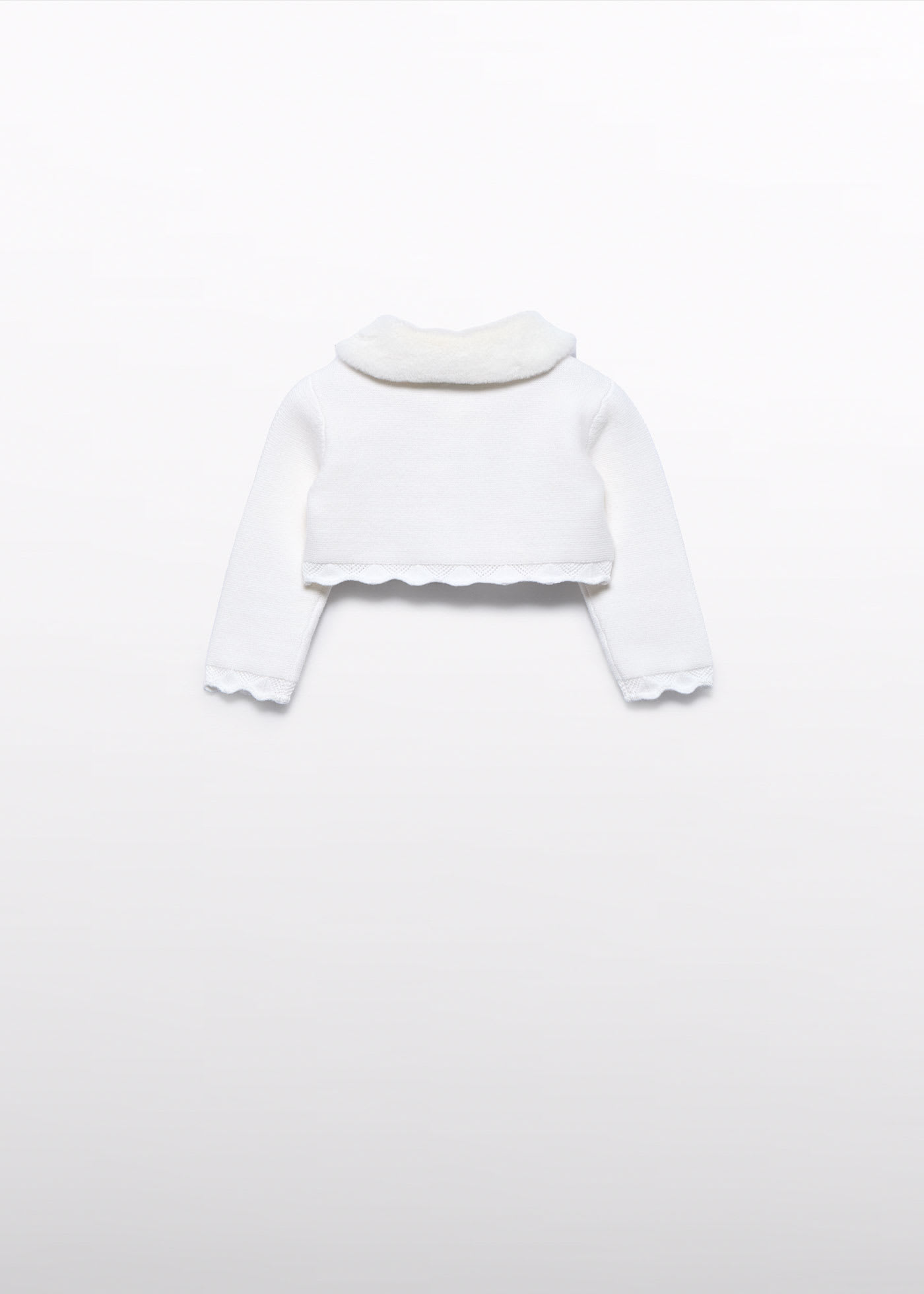 Baby girls knitted cardigan with fur collar