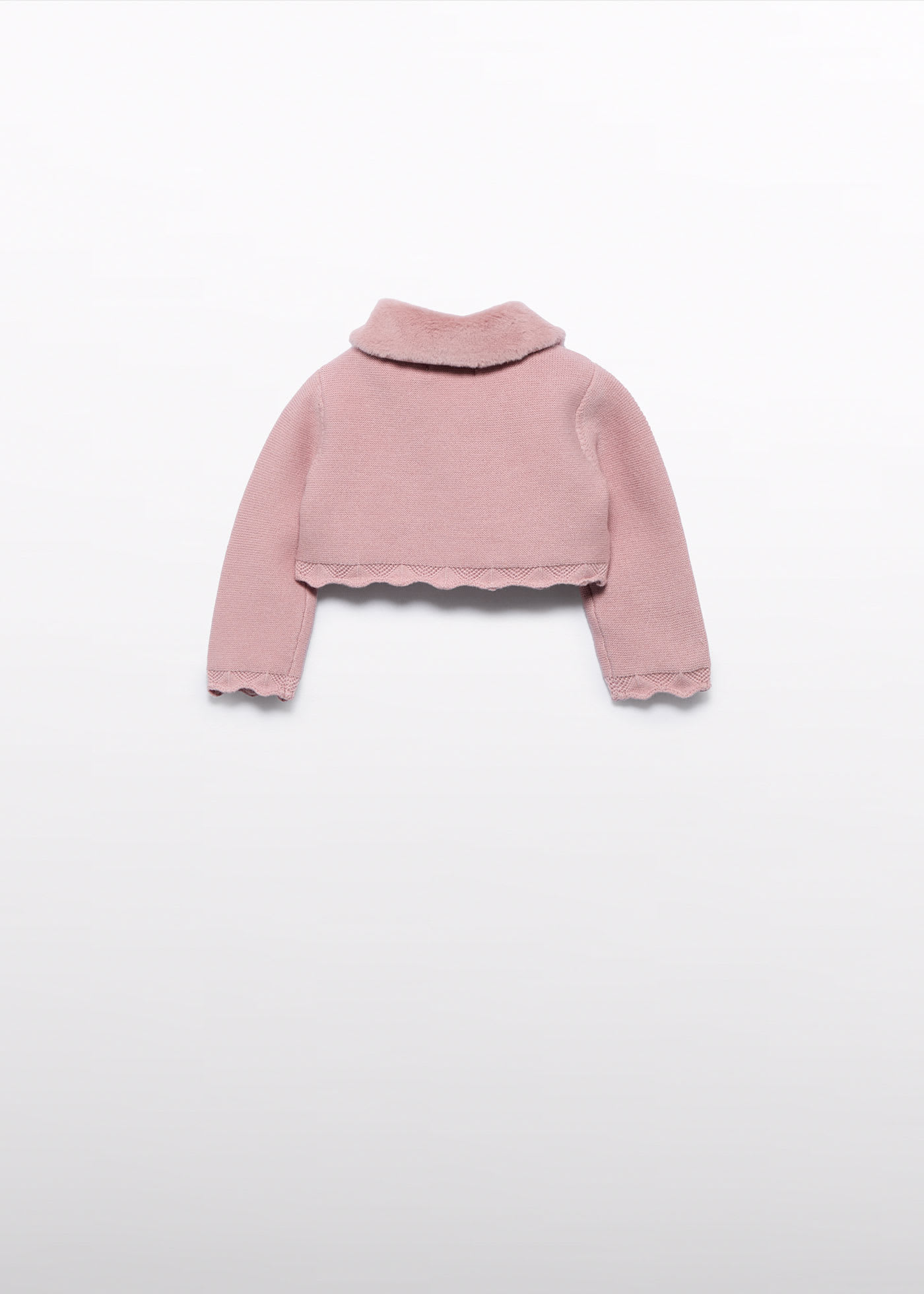 Baby girls knitted cardigan with fur collar