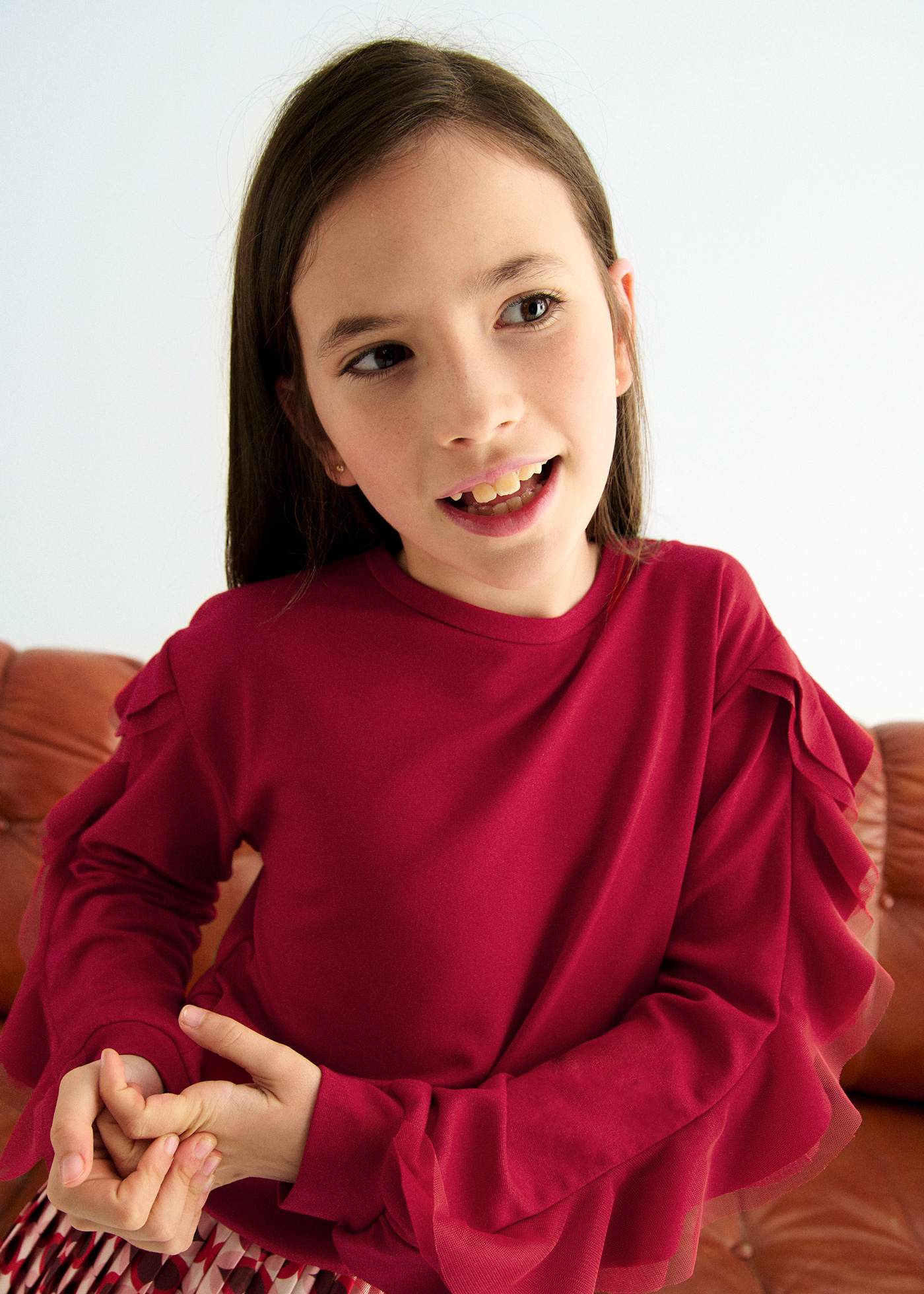 girls ruffled jumper with tulle