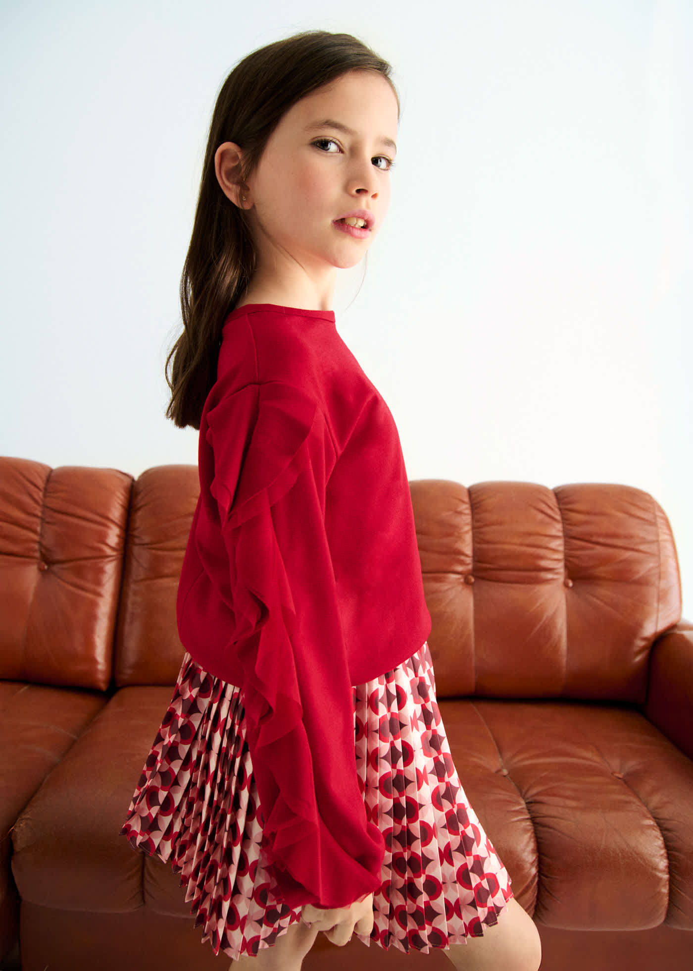 girls ruffled jumper with tulle