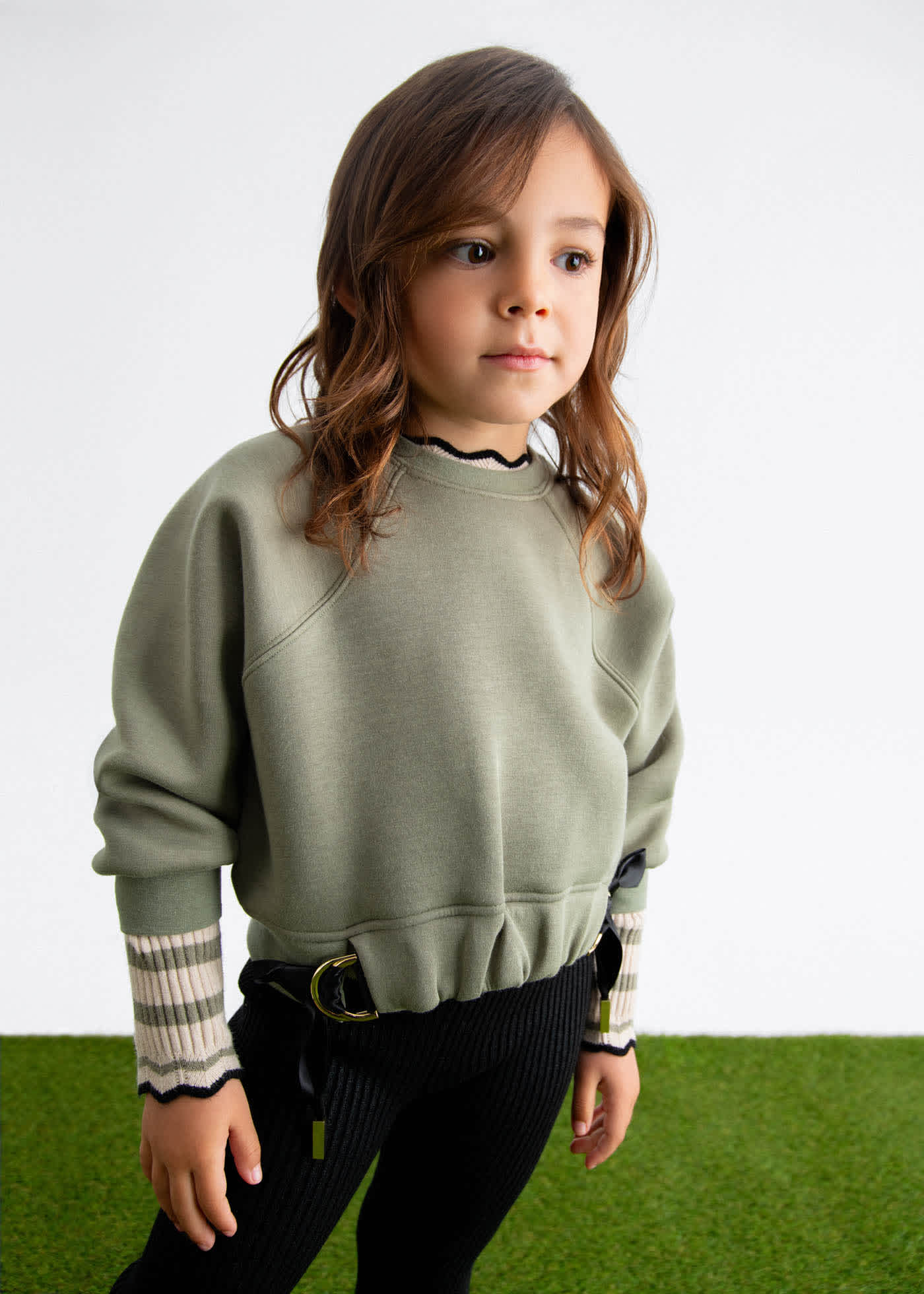girls jumper with lace detail