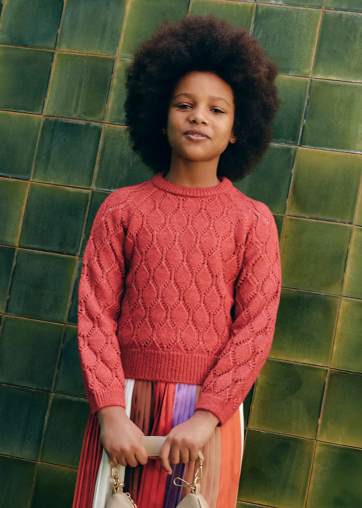 Girl Shiny Openwork Sweater