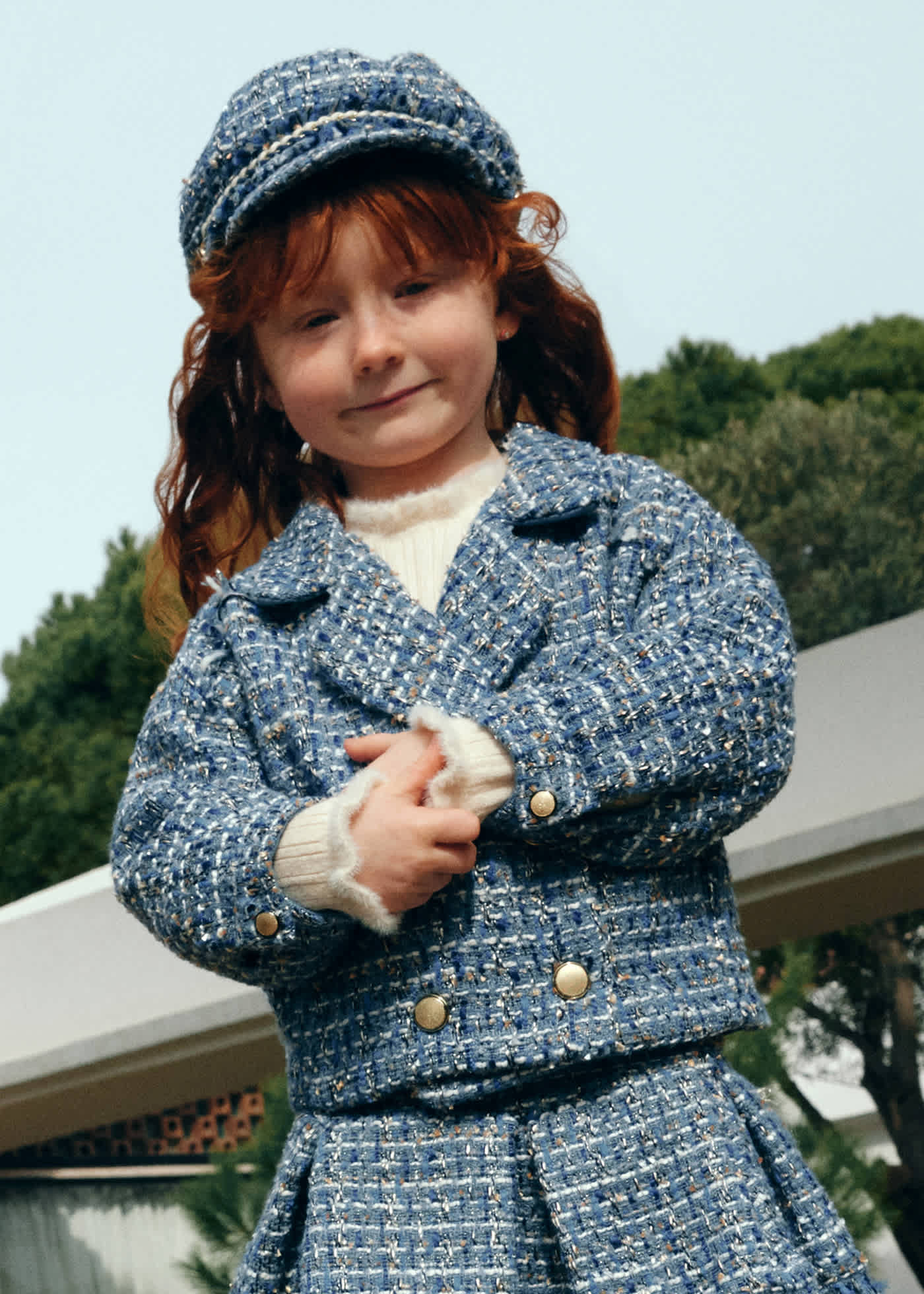 Chaqueta tweed doble pecho niña