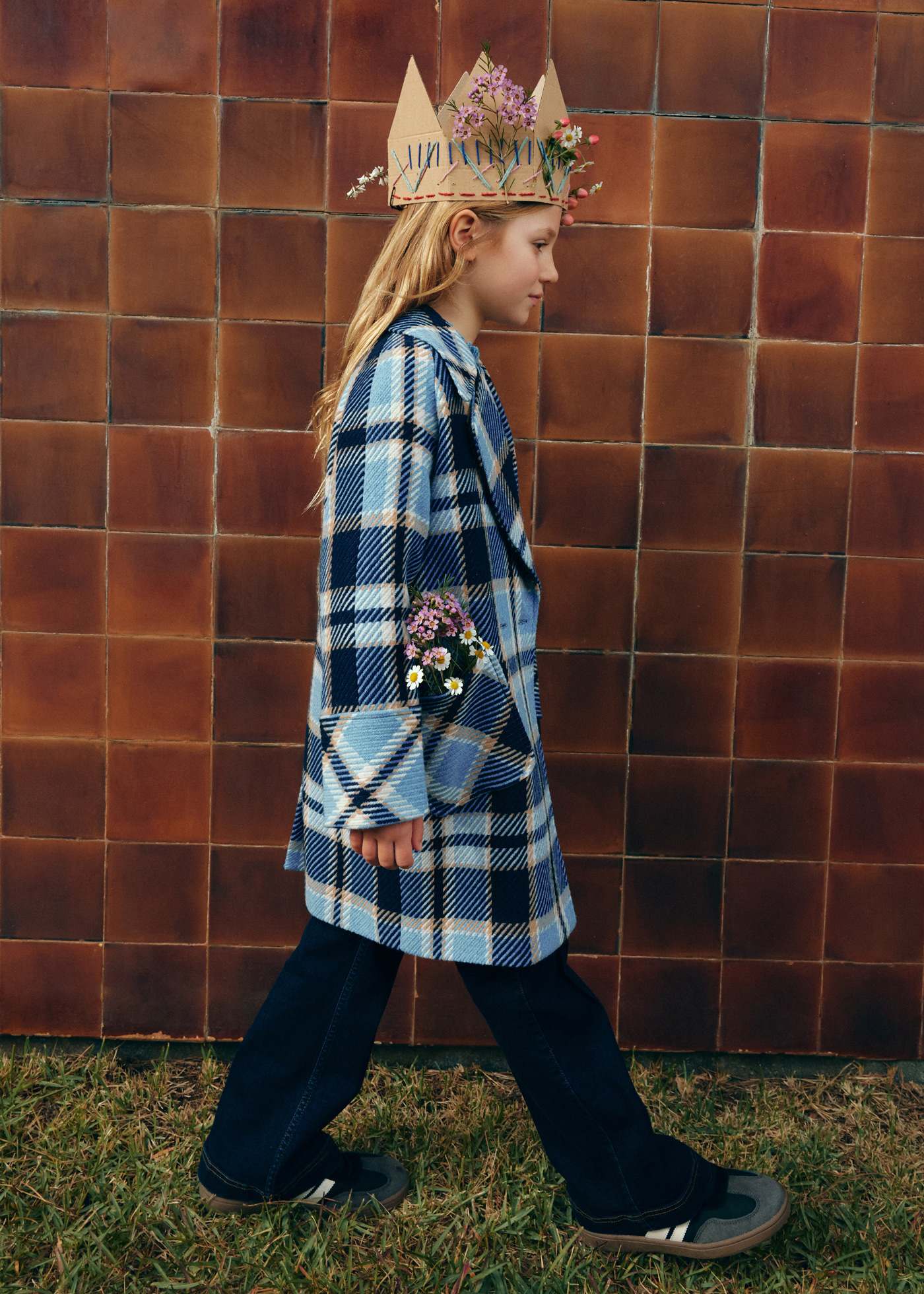 Girls checked coat