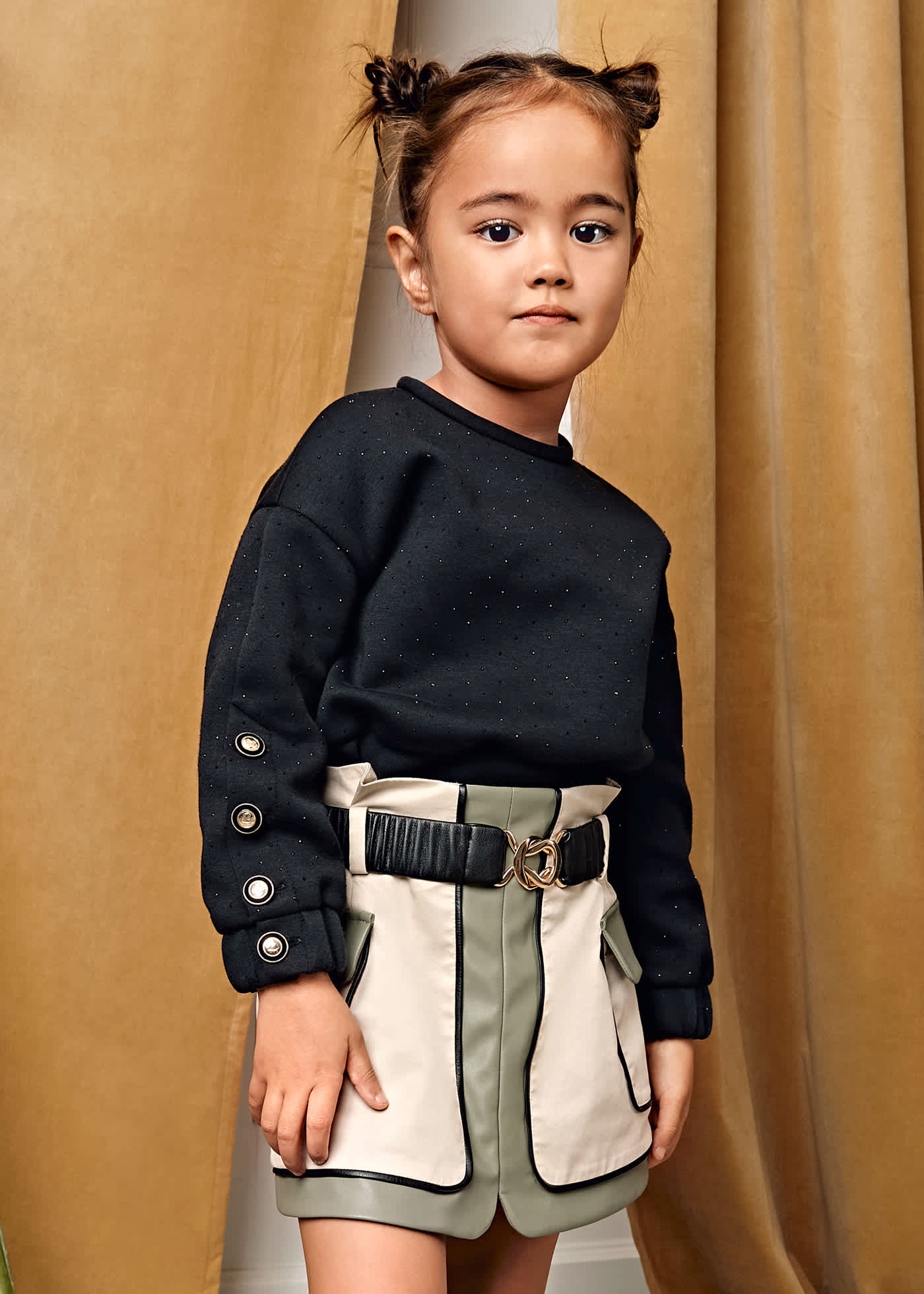 Girl Combined Twill Skirt