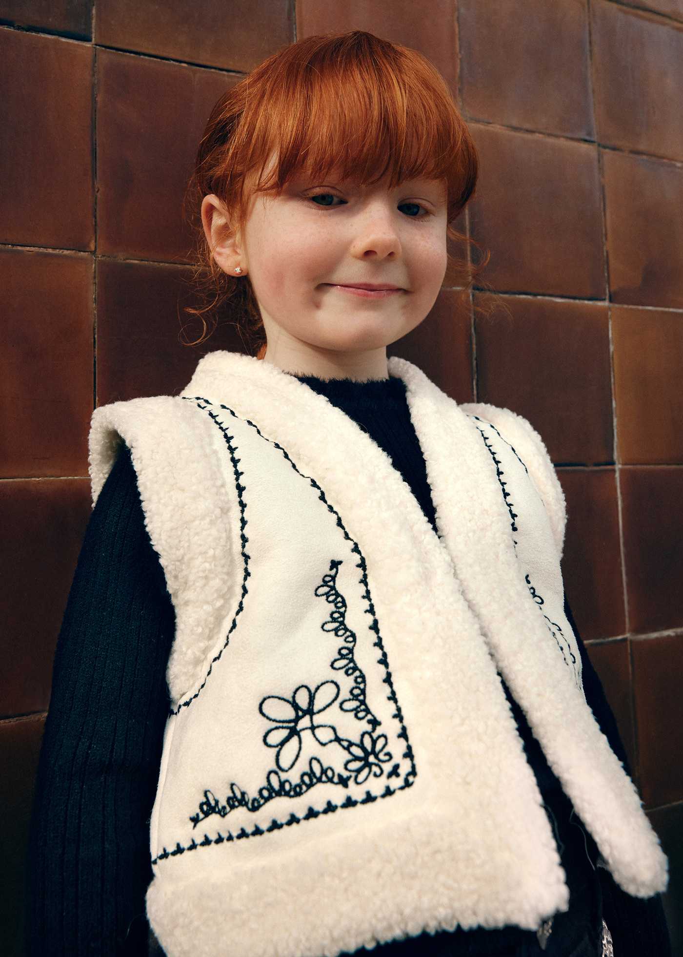 Girl Reversible Embroidered Vest