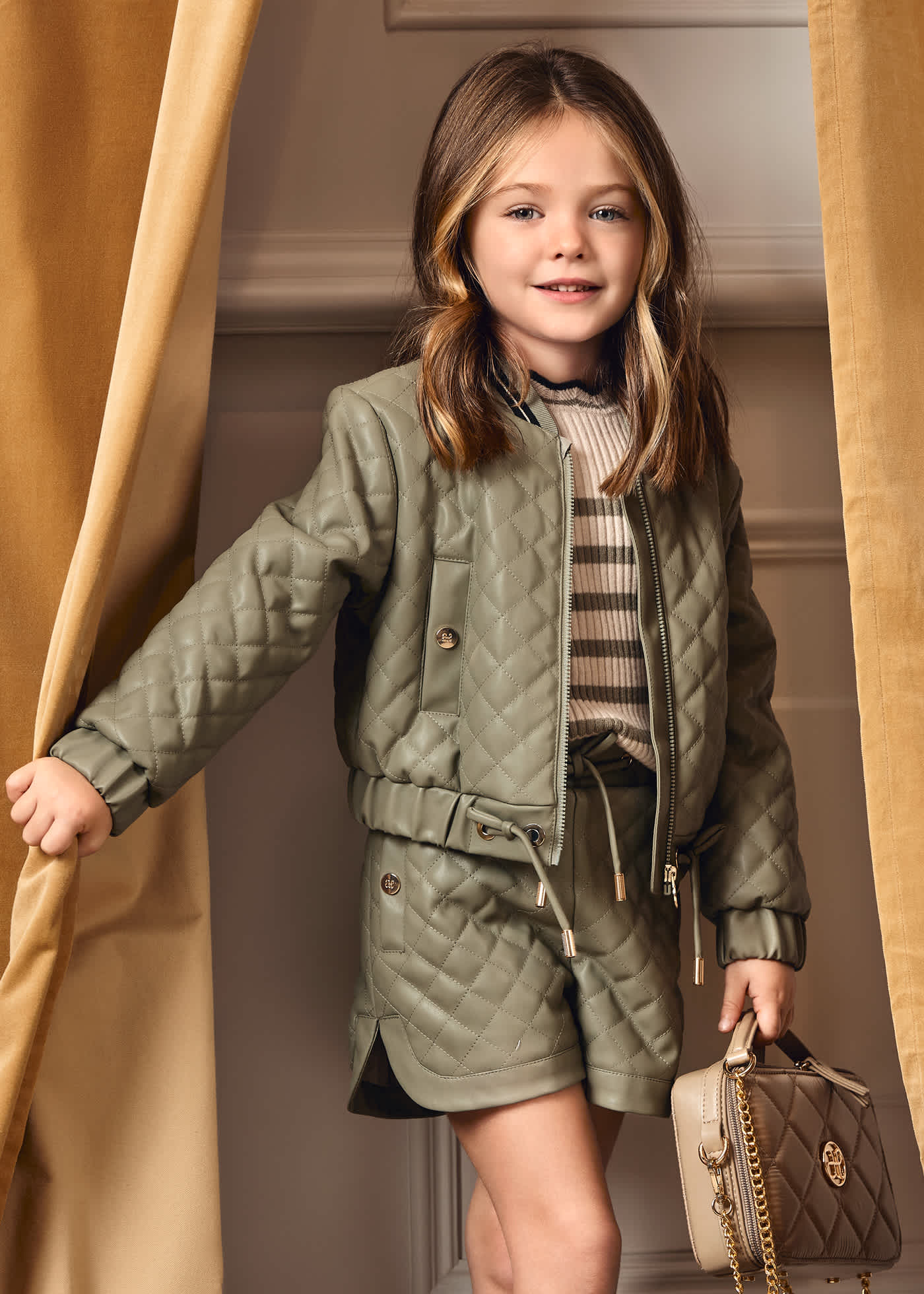 Veste matelassée en simili-cuir fille