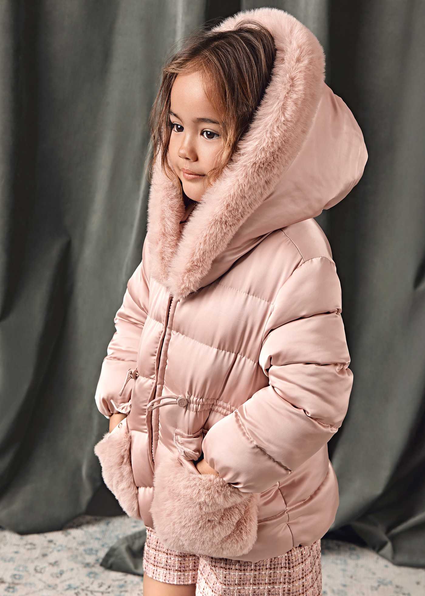 Chaquetón satinado pelo niña