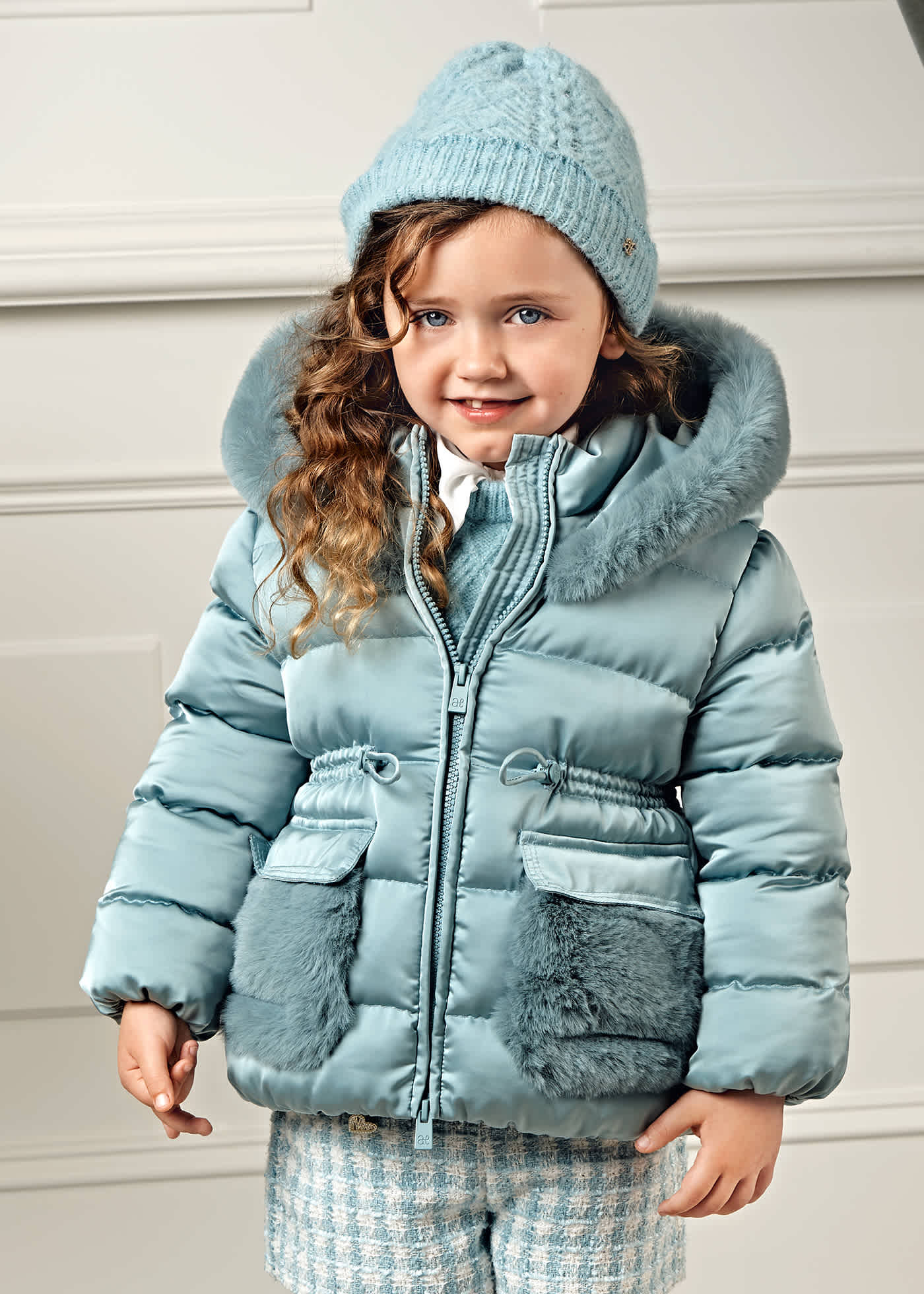 Giaccone satinato pellicciotto bambina