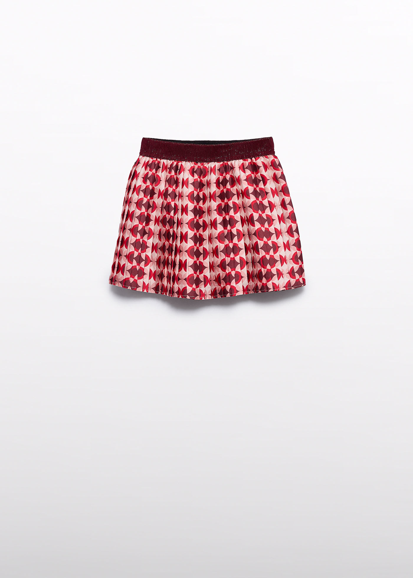 Saia mini plissada estampado menina