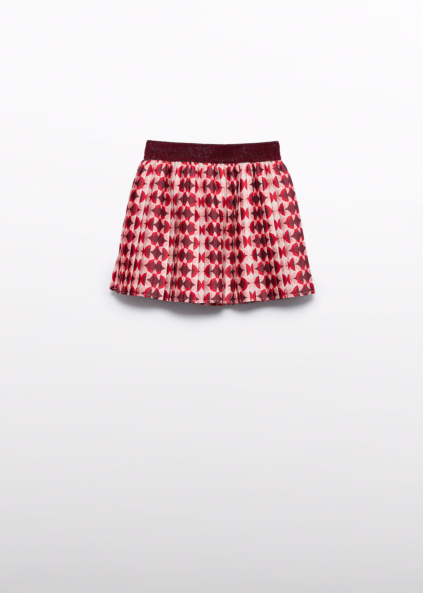 Saia mini plissada estampado menina