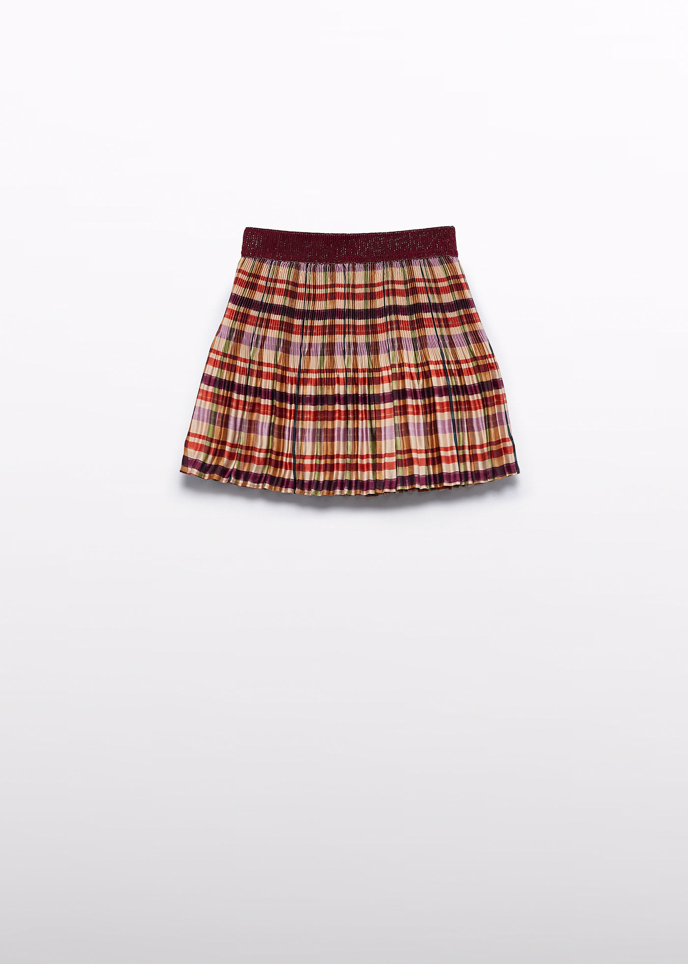 Saia mini plissada quadrados menina
