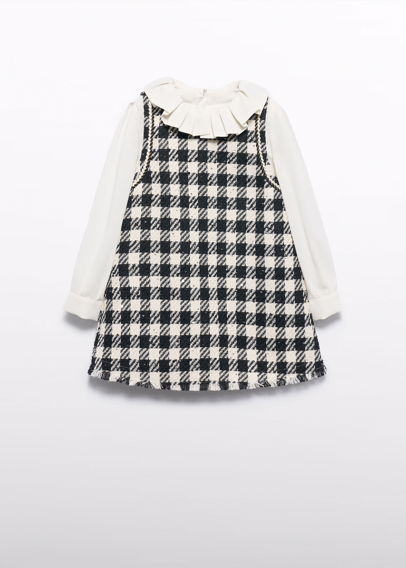 Girl Pinafore Dress with Ruffled Collar