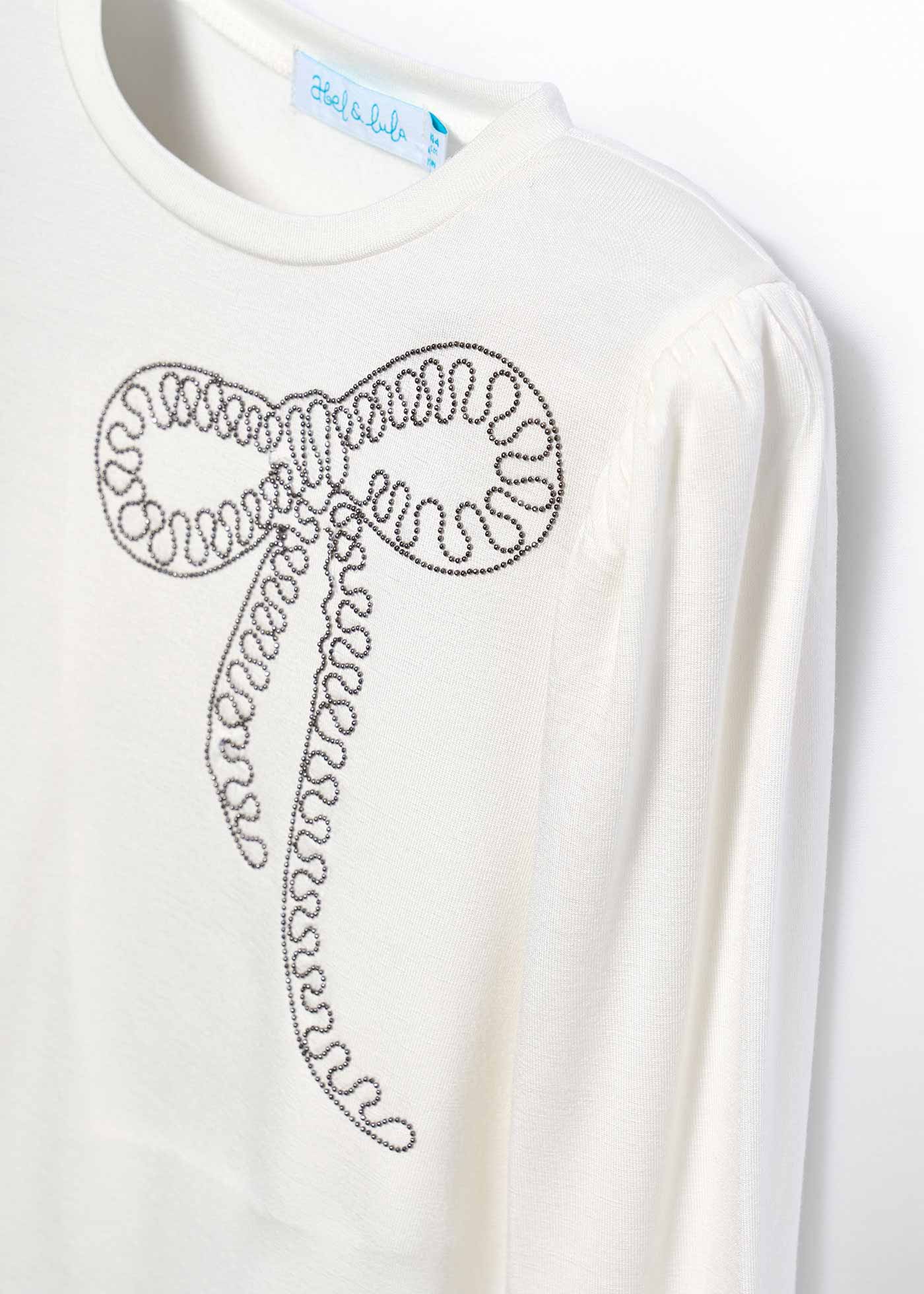 T-shirt fille avec nœud brodé