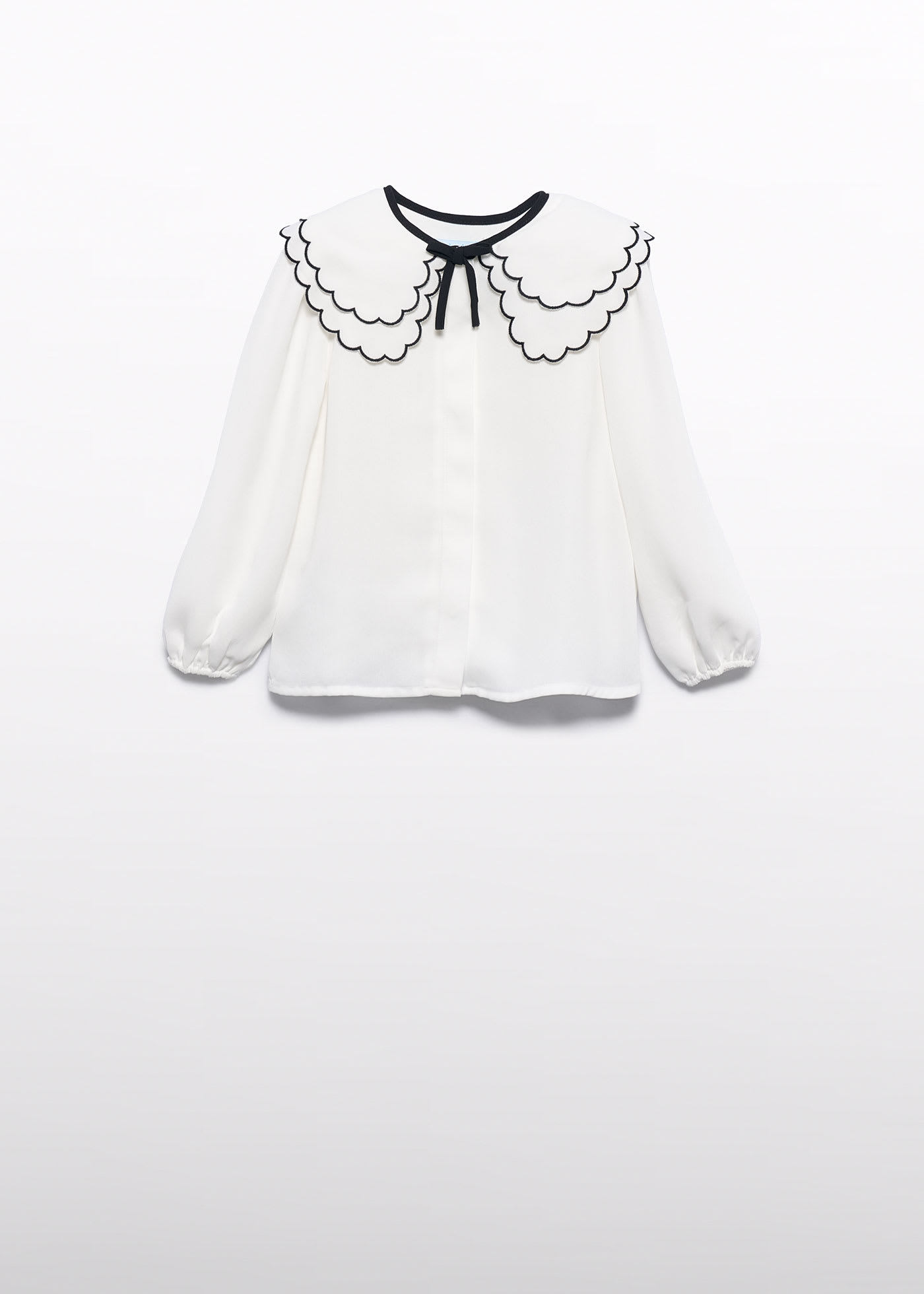 Girl Chiffon Blouse with Embroidered Collar