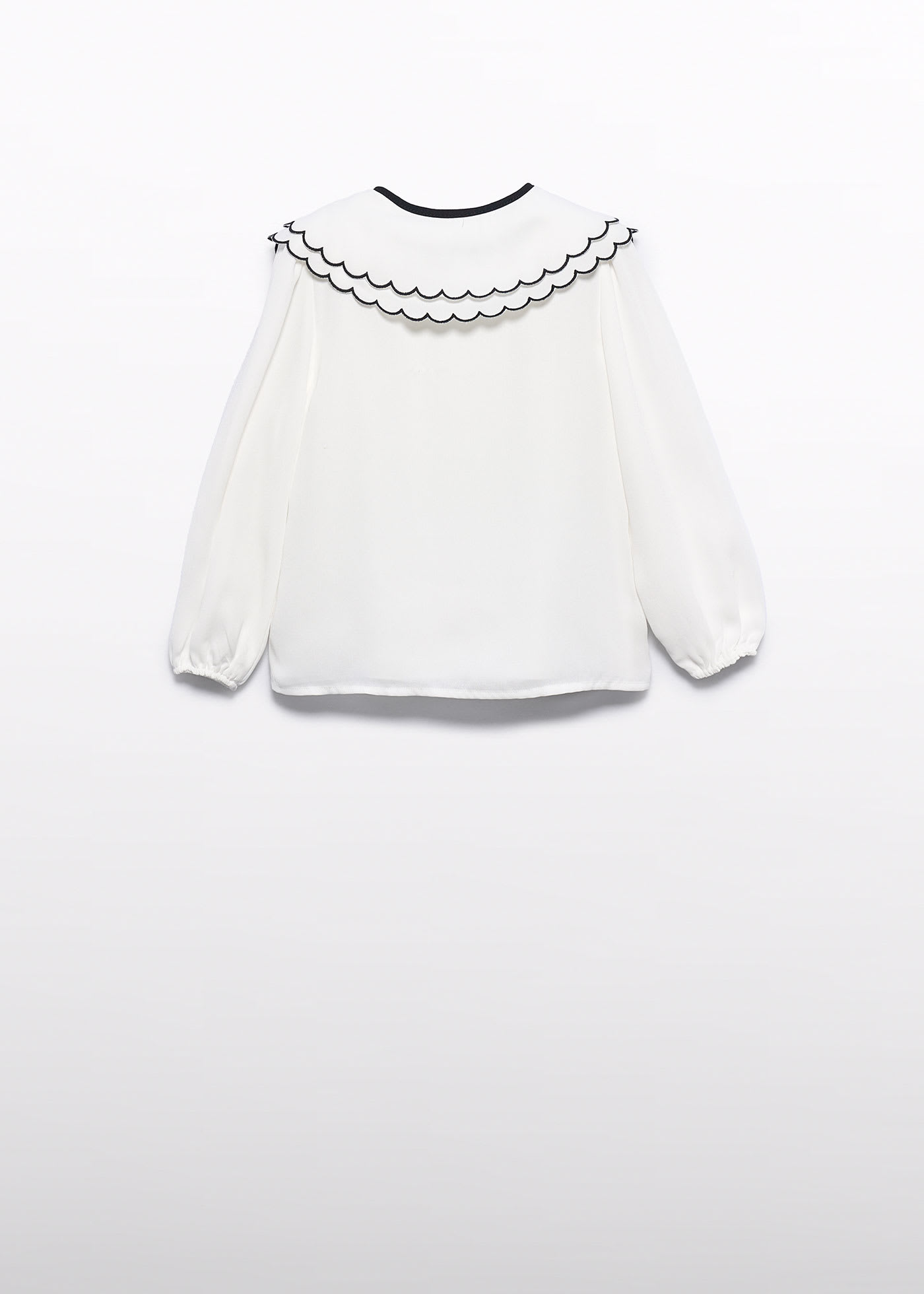 Girl Chiffon Blouse with Embroidered Collar