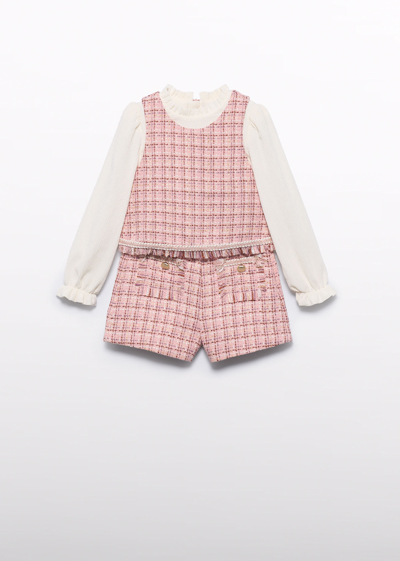 Conjunto bermuda combinada tweed niña