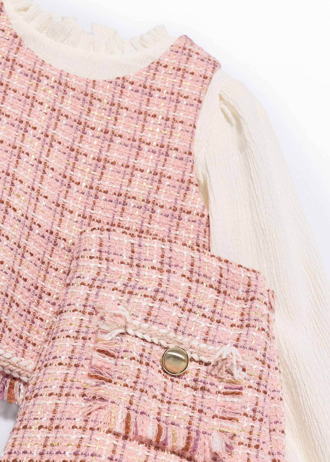 Conjunto bermuda combinada tweed niña