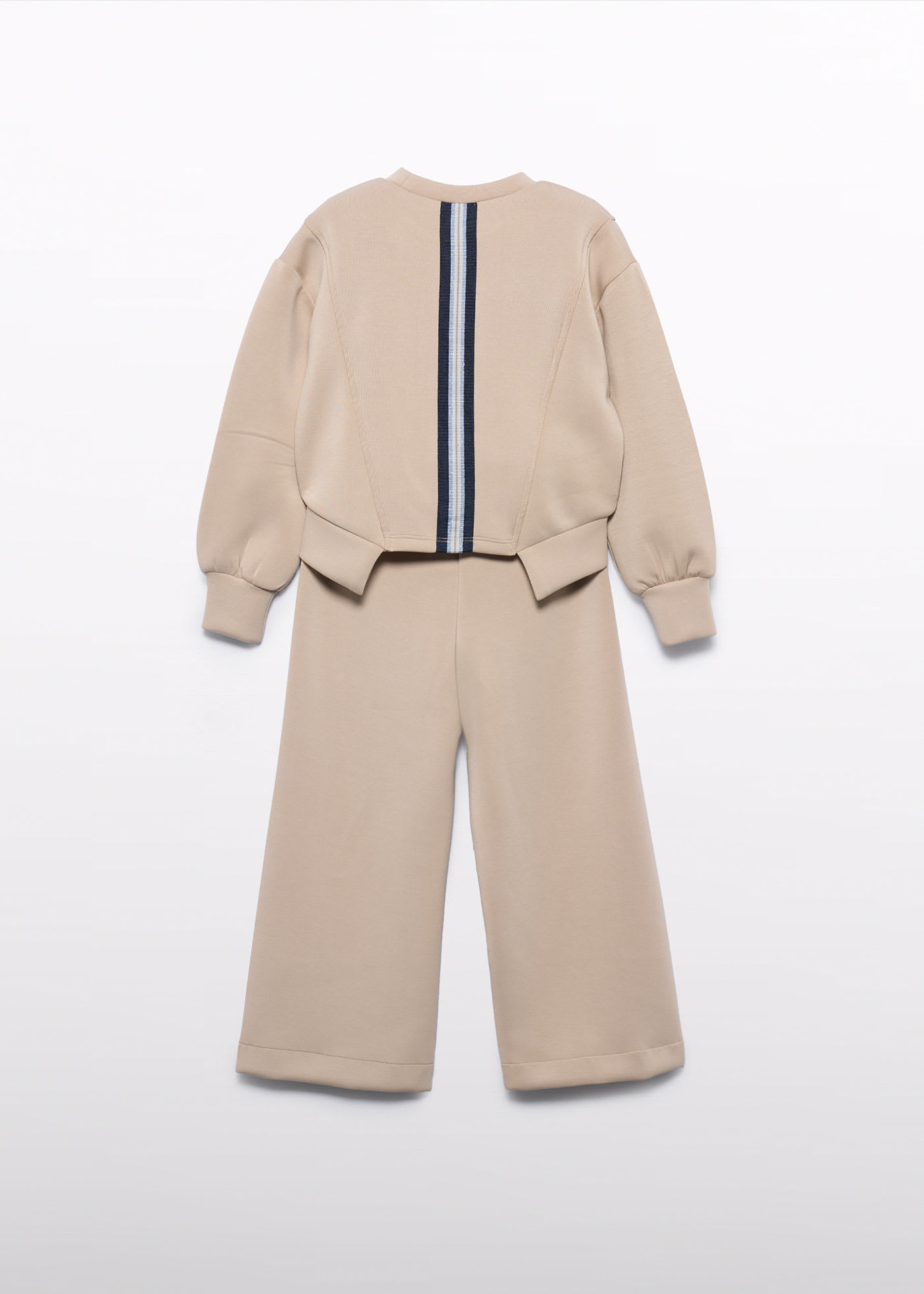 Ensemble en maille avec bande contrastée fille