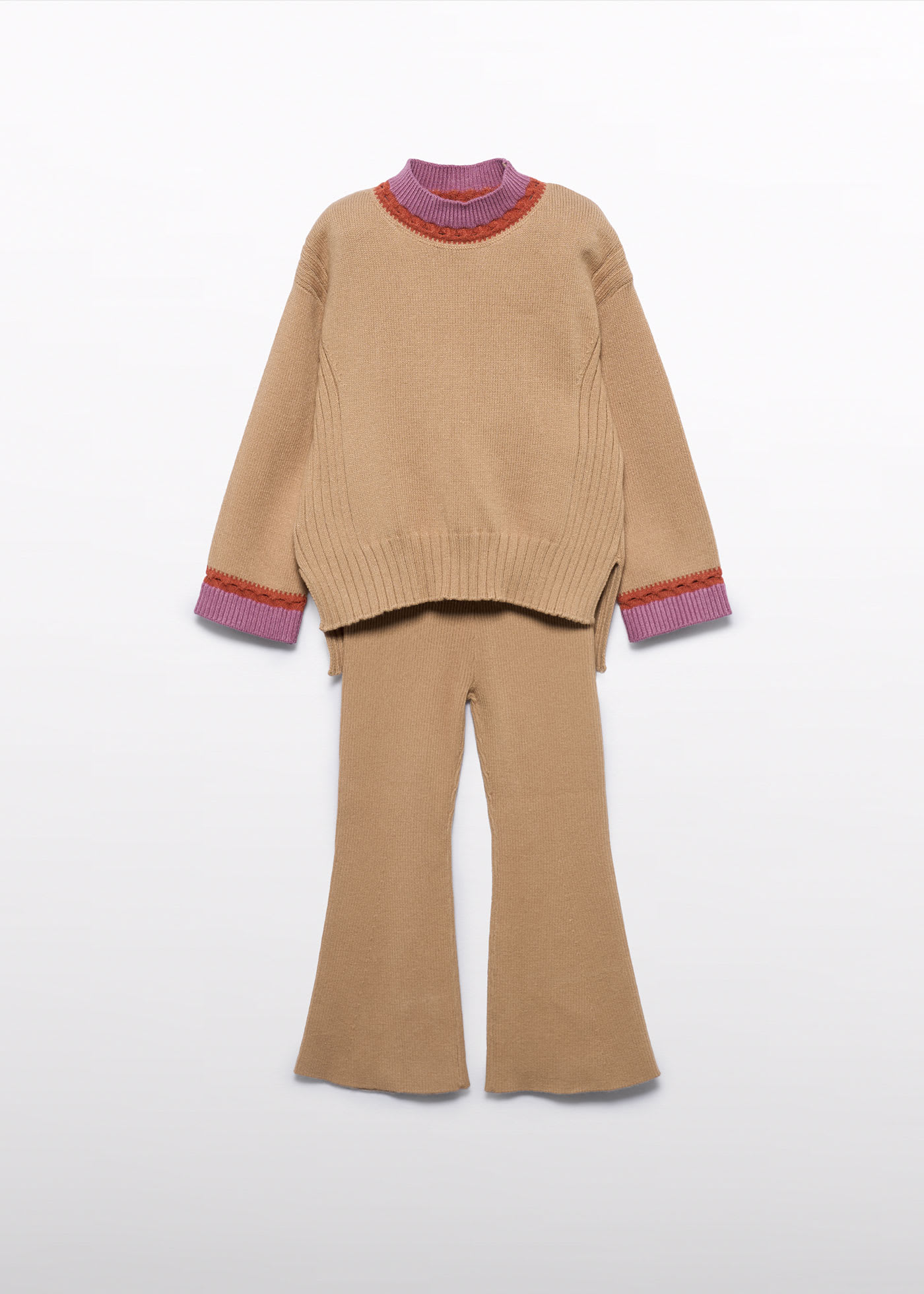 Ensemble pantalon en tricot côtelé fille Ensemble pantalon en tricot côtelé fille