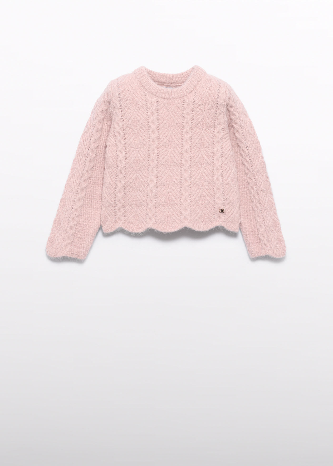 Girl Wavy Openwork Knit Sweater