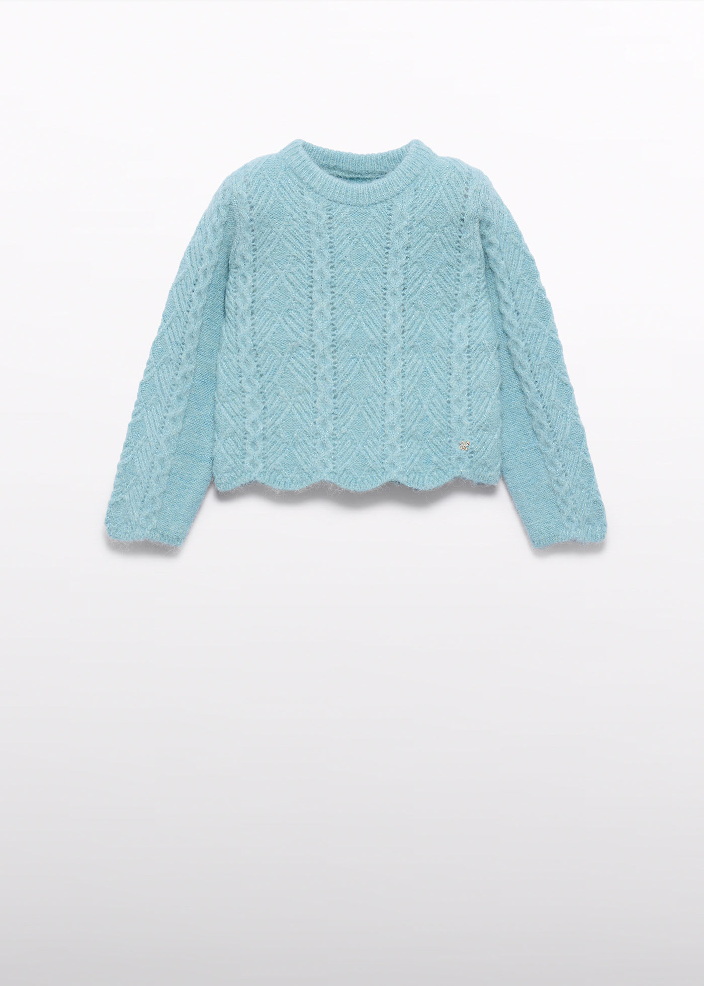Girl Wavy Openwork Knit Sweater