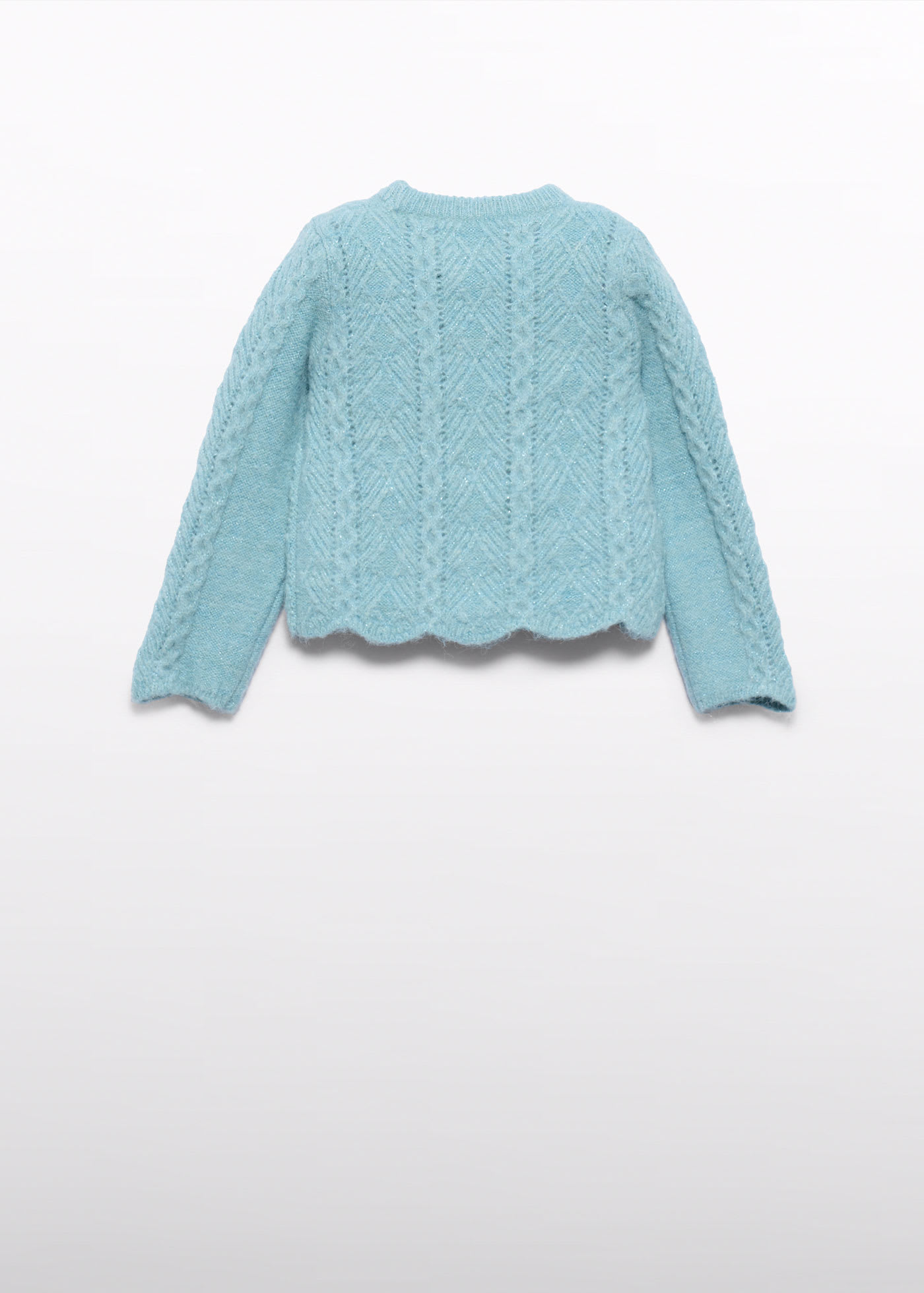 Girl Wavy Openwork Knit Sweater